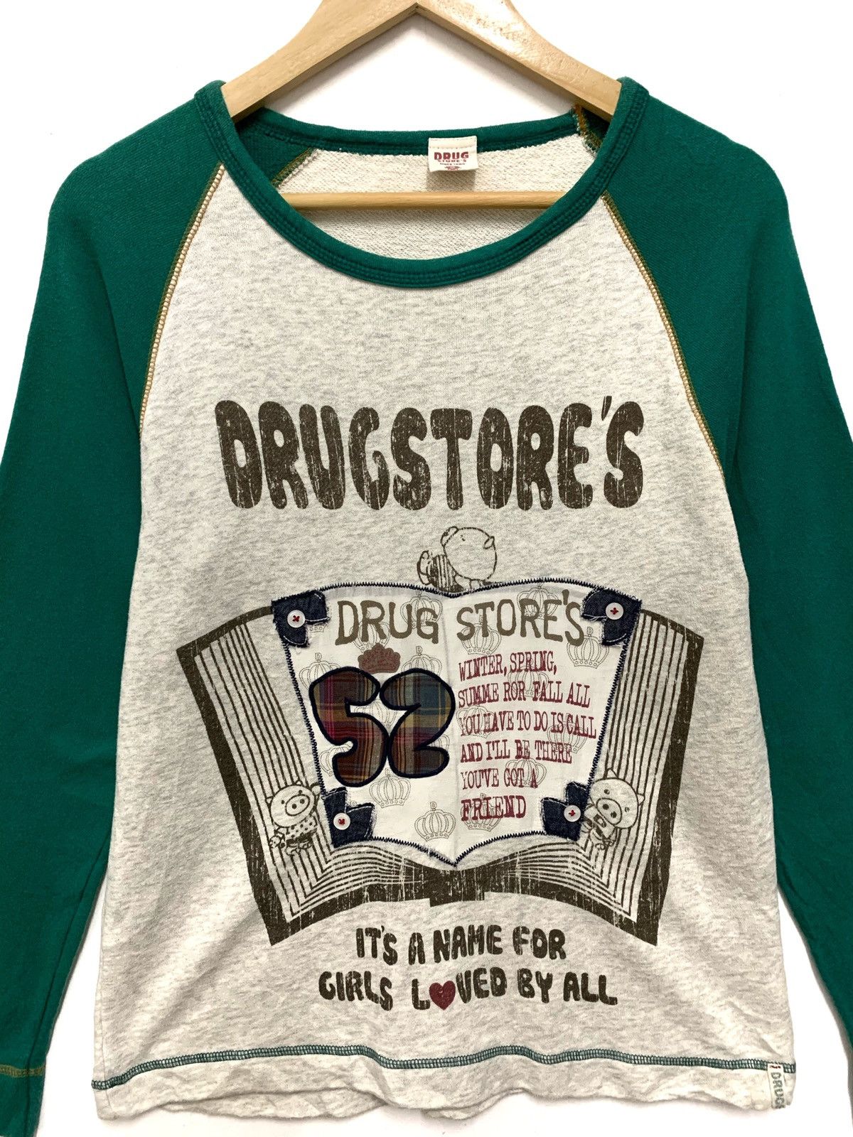 Designer × Japanese Brand Drugstore Sweatshirt Big Logo White Green Medium Size US M / EU 48-50 / 2 - 4 Thumbnail