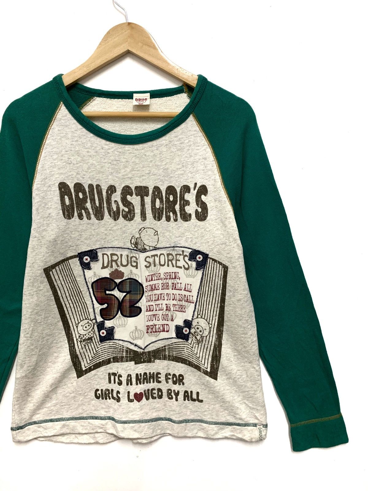 Designer × Japanese Brand Drugstore Sweatshirt Big Logo White Green Medium Size US M / EU 48-50 / 2 - 3 Thumbnail