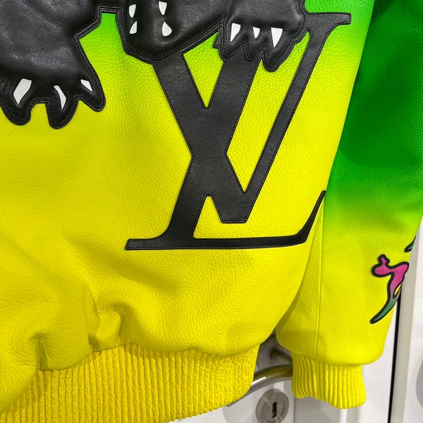Pre-owned Louis Vuitton X Virgil Abloh Ss22 Runway Fluo Gradient Leather  Bomber Jacket In Green