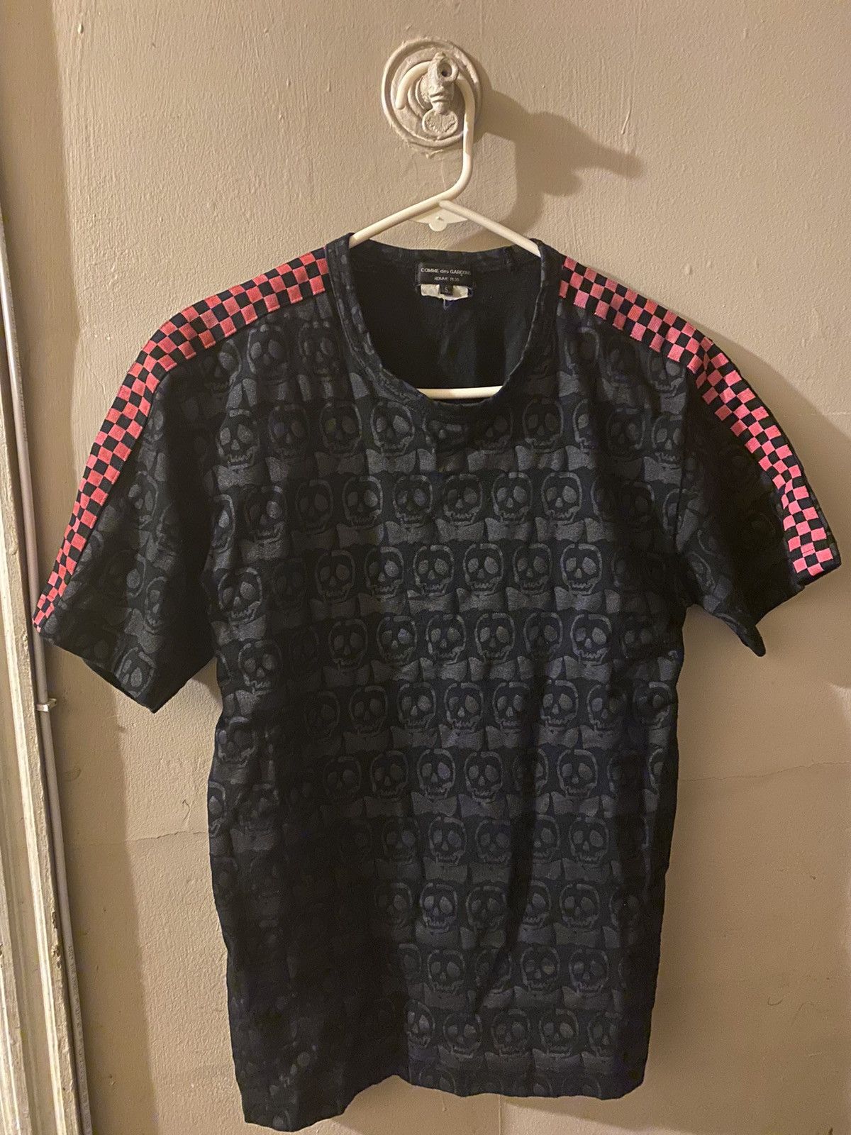 Comme Des Garçons Homme Plus Skull Print Checkered Tee