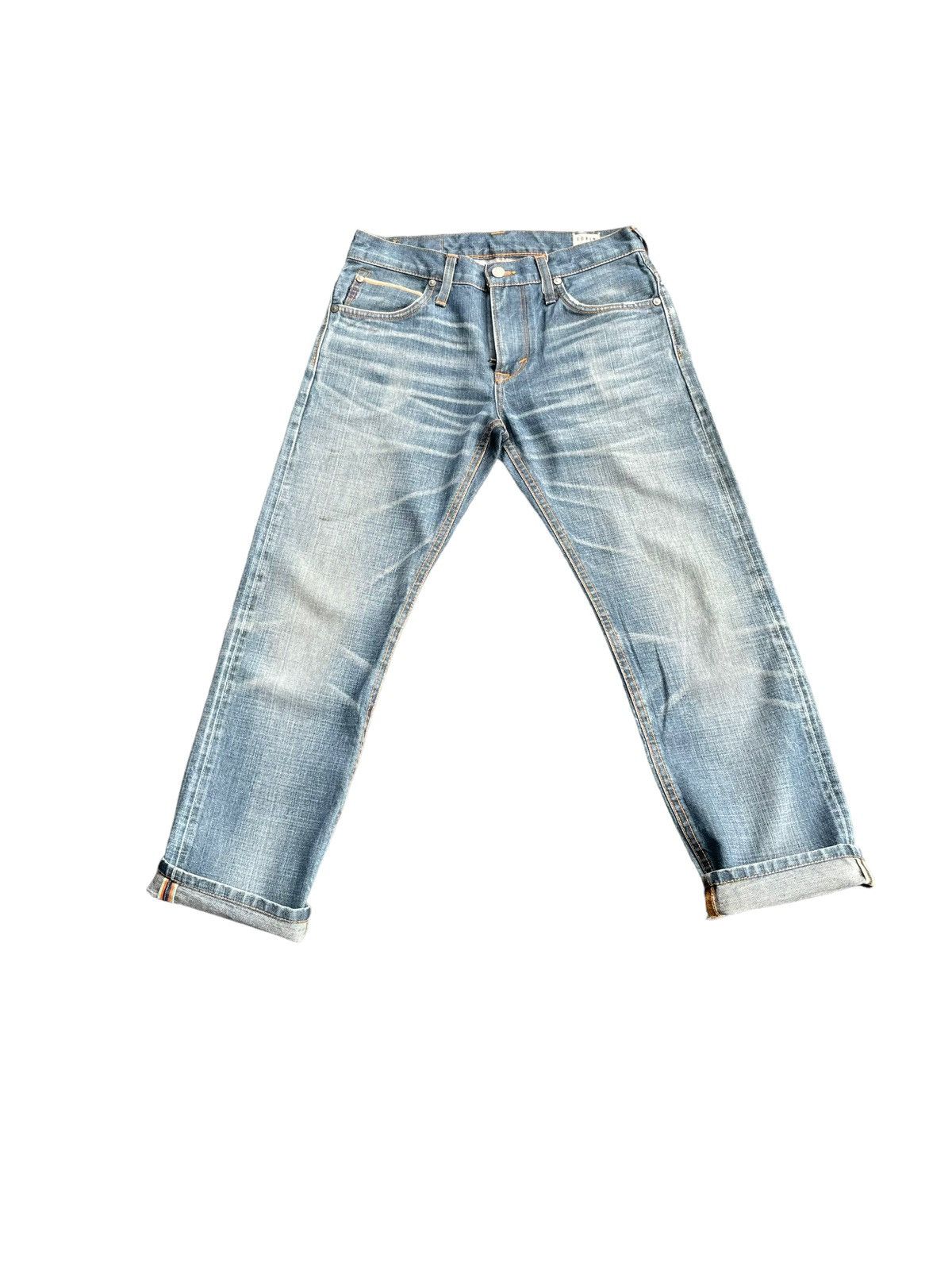 image of Distressed Denim x Edwin Vintage Edwin Usa Rainbow Selvedge Rework Denim in Blue, Men's (Size 30)