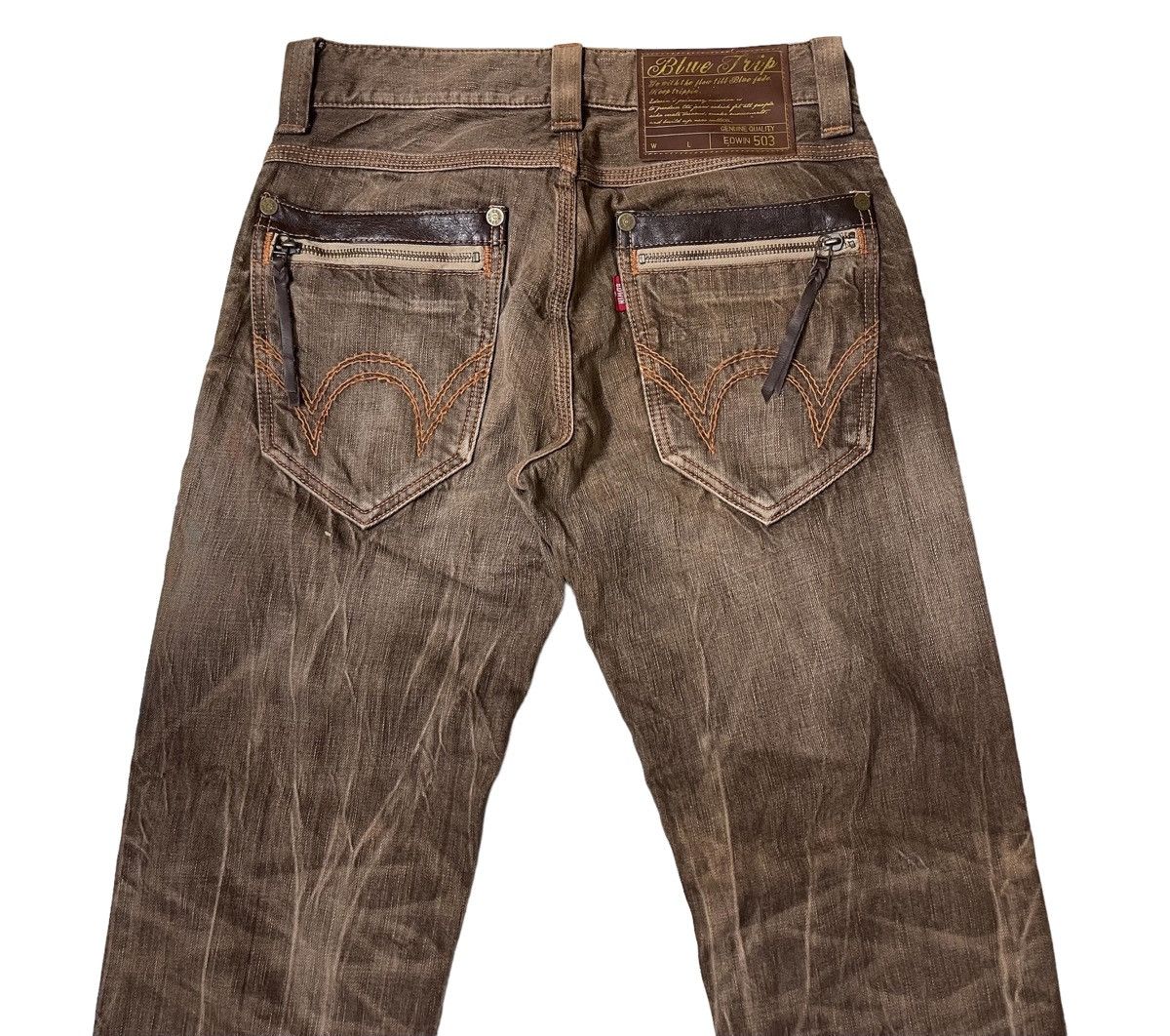Japanese Brand Edwin Blue Trip Rusty Thrashed Denim Pants Size US 28 / EU 44 - 4 Thumbnail