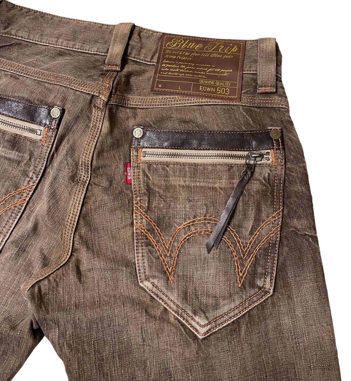 Japanese Brand Edwin Blue Trip Rusty Thrashed Denim Pants Size US 28 / EU 44 - 8 Thumbnail