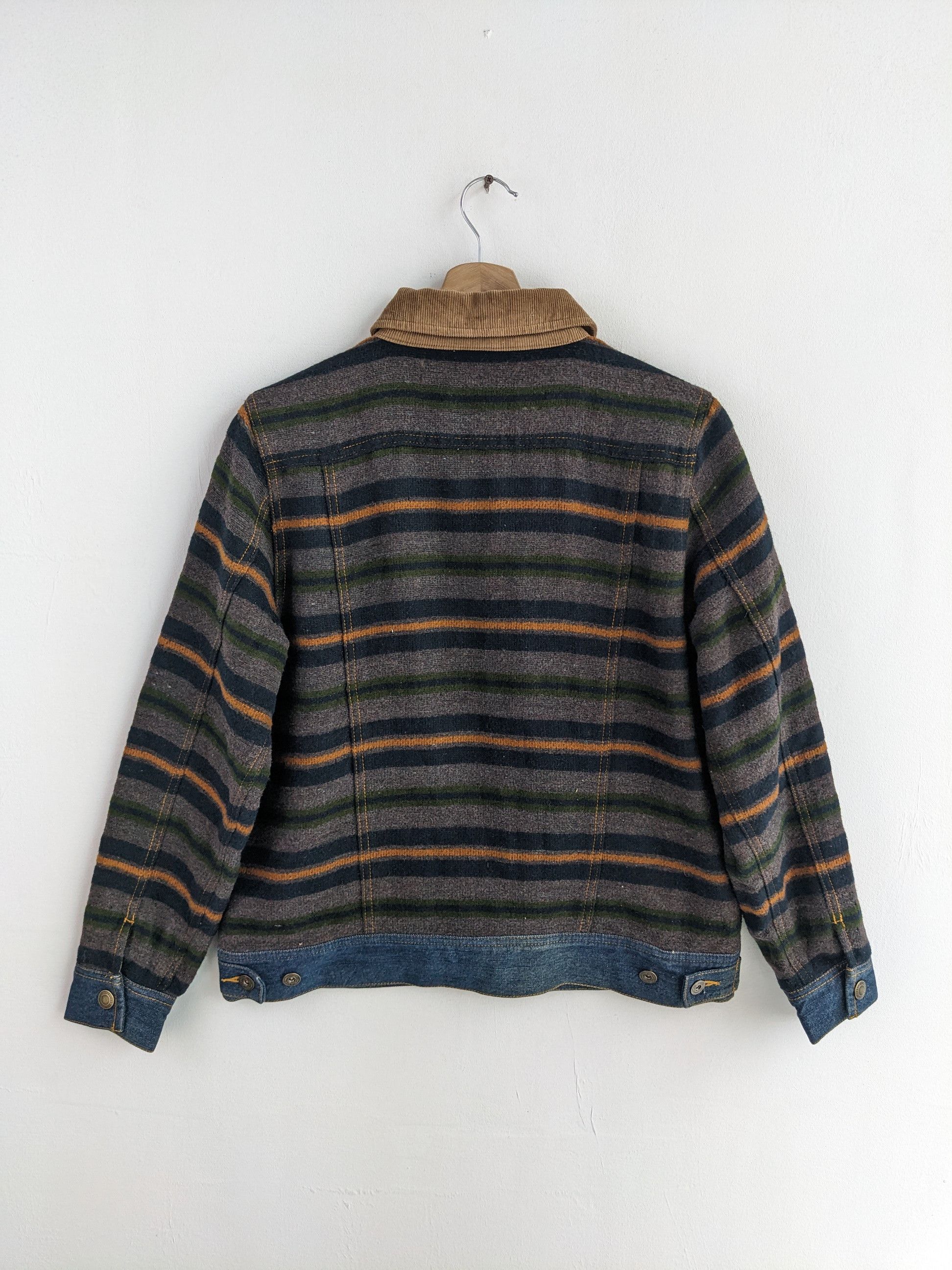 Japanese Brand × Vintage 🇯🇵 Vintage 1990s Wool Denim Jacket Stripe by necesa Size US M / EU 48-50 / 2 - 13 Thumbnail