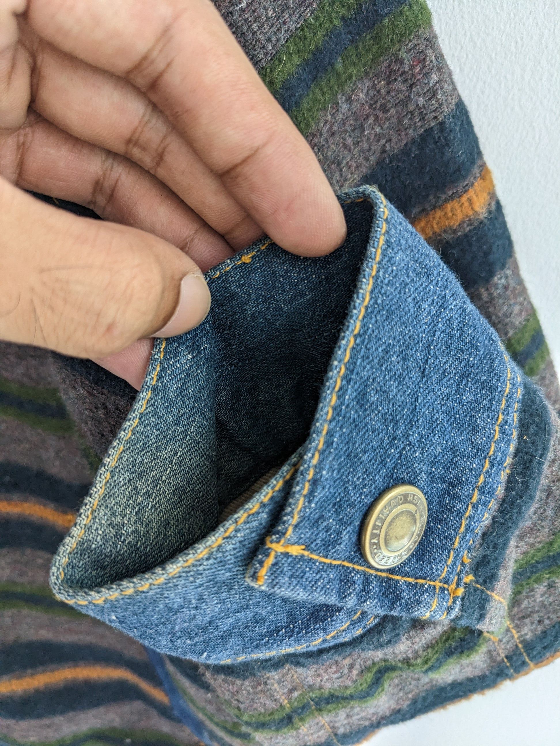 Japanese Brand × Vintage 🇯🇵 Vintage 1990s Wool Denim Jacket Stripe by necesa Size US M / EU 48-50 / 2 - 5 Thumbnail