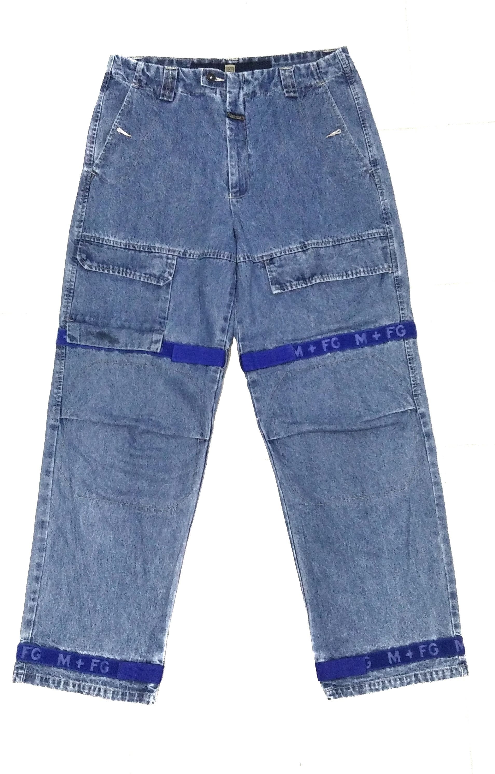 JNCO Vintage Marithe Francois Girbaud Spellout Baggy Strap Denim Size US 35 - 1 Thumbnail