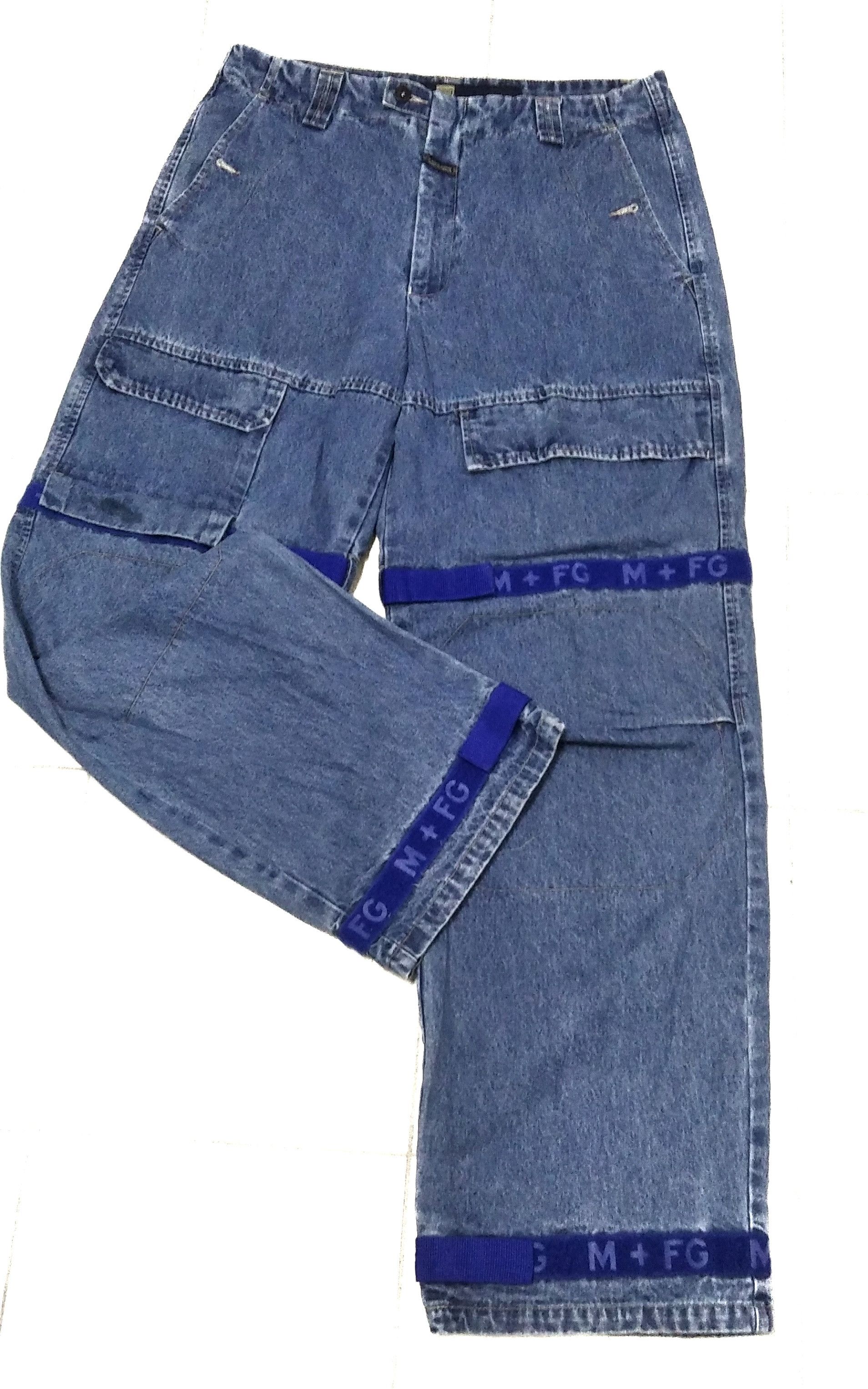 JNCO Vintage Marithe Francois Girbaud Spellout Baggy Strap Denim Size US 35 - 2 Thumbnail