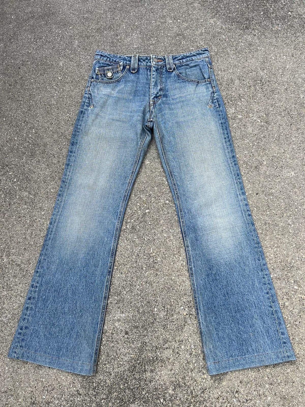 Japanese Brand Vintage Body Butter Japan Light Blue Denim Flare Jeans Size US 31 - 1 Thumbnail