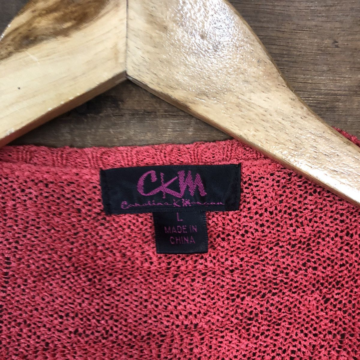 Japanese Brand CKM Mesh Net Crochet Red Cardigan Knitwear #7146 Size L / US 10 / IT 46 - 6 Thumbnail