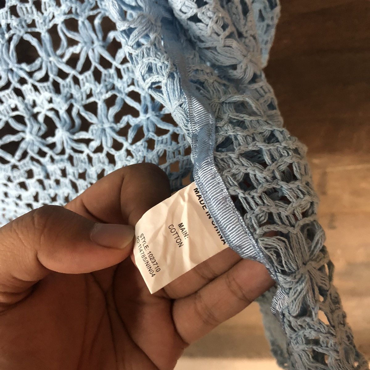 Homespun Knitwear Wllane Mesh Net Crochet Blue Cardigan Knitwear #7138 Size S / US 4 / IT 40 - 8 Thumbnail