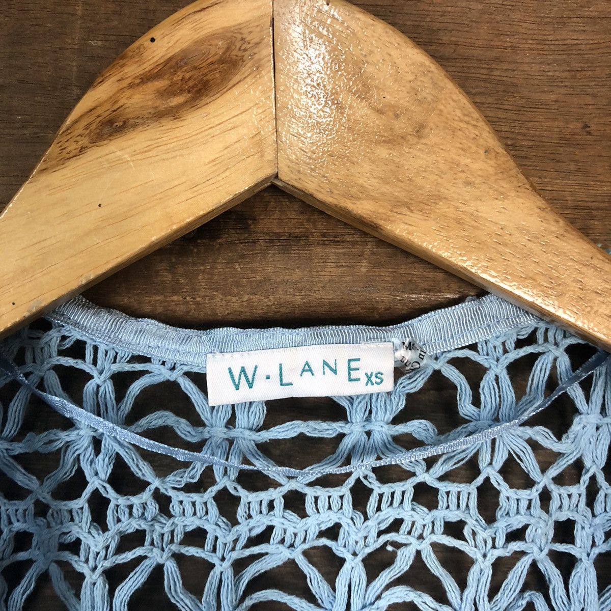 Homespun Knitwear Wllane Mesh Net Crochet Blue Cardigan Knitwear #7138 Size S / US 4 / IT 40 - 7 Thumbnail