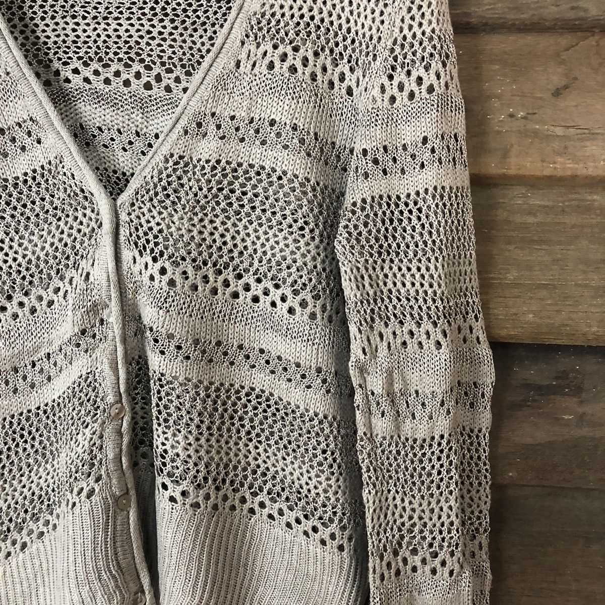 Homespun Knitwear 12Mesh Net Crochet Brown Cardigan Knitwear #7135 Size M / US 6-8 / IT 42-44 - 7 Thumbnail