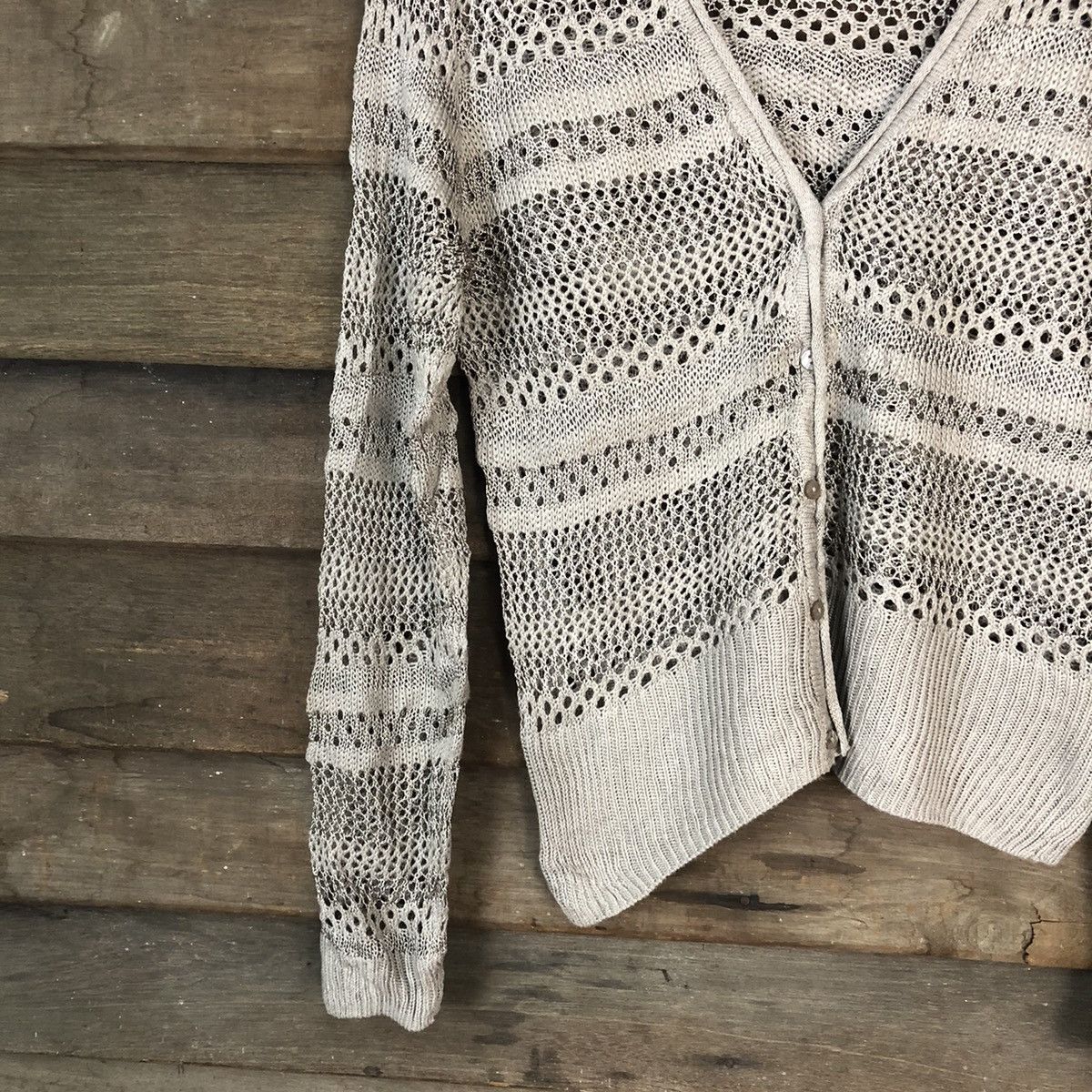 Homespun Knitwear 12Mesh Net Crochet Brown Cardigan Knitwear #7135 Size M / US 6-8 / IT 42-44 - 4 Thumbnail