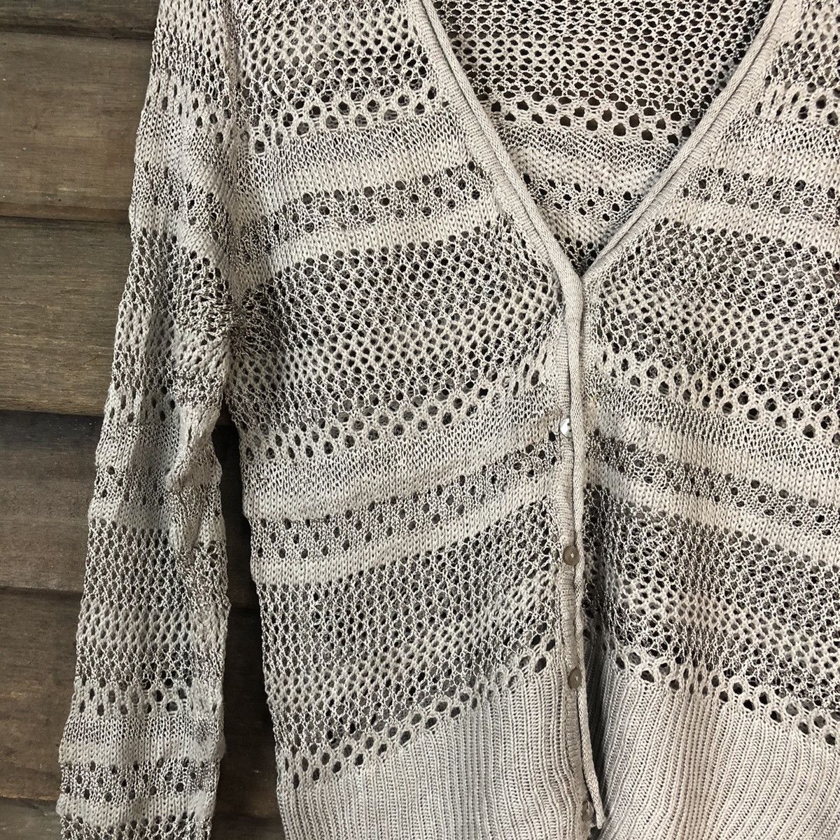 Homespun Knitwear 12Mesh Net Crochet Brown Cardigan Knitwear #7135 Size M / US 6-8 / IT 42-44 - 6 Thumbnail
