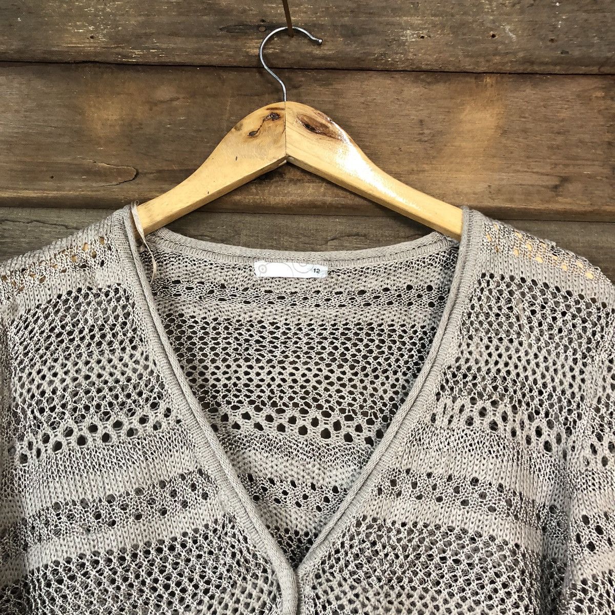 Homespun Knitwear 12Mesh Net Crochet Brown Cardigan Knitwear #7135 Size M / US 6-8 / IT 42-44 - 8 Thumbnail