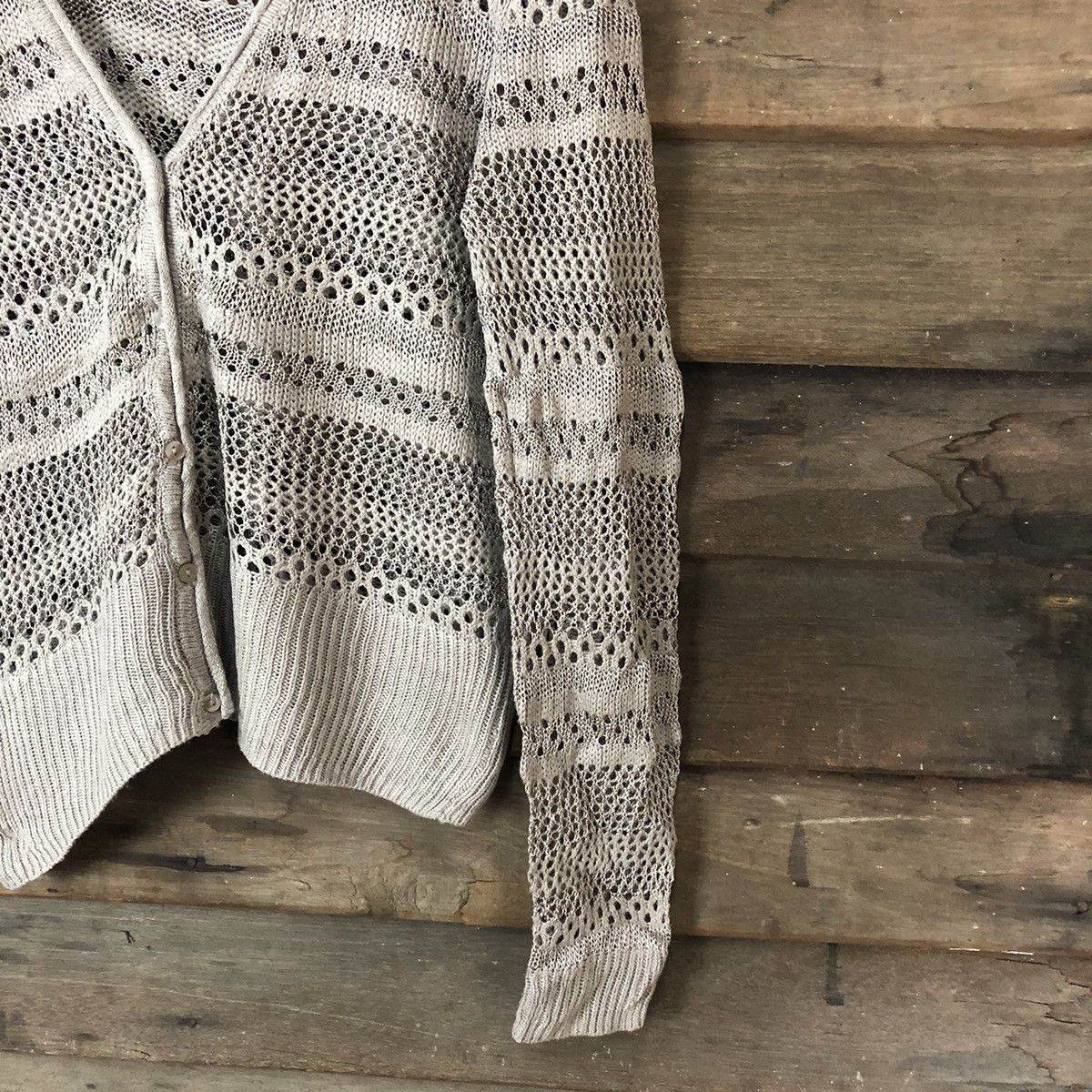 Homespun Knitwear 12Mesh Net Crochet Brown Cardigan Knitwear #7135 Size M / US 6-8 / IT 42-44 - 5 Thumbnail