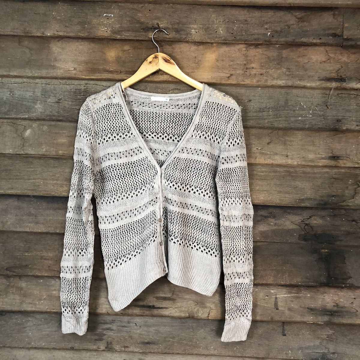 Homespun Knitwear 12Mesh Net Crochet Brown Cardigan Knitwear #7135 Size M / US 6-8 / IT 42-44 - 1 Thumbnail