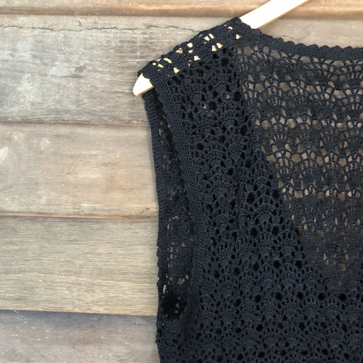 Vintage Japan Mesh Net Chochet Black Cardigan Knitwear #7126 Size S / US 4 / IT 40 - 10 Thumbnail