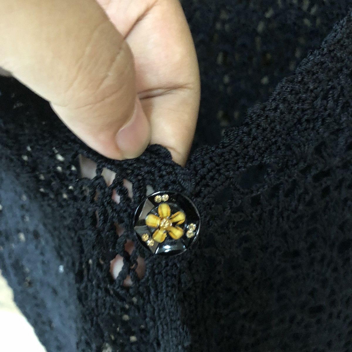 Vintage Japan Mesh Net Chochet Black Cardigan Knitwear #7126 Size S / US 4 / IT 40 - 8 Thumbnail