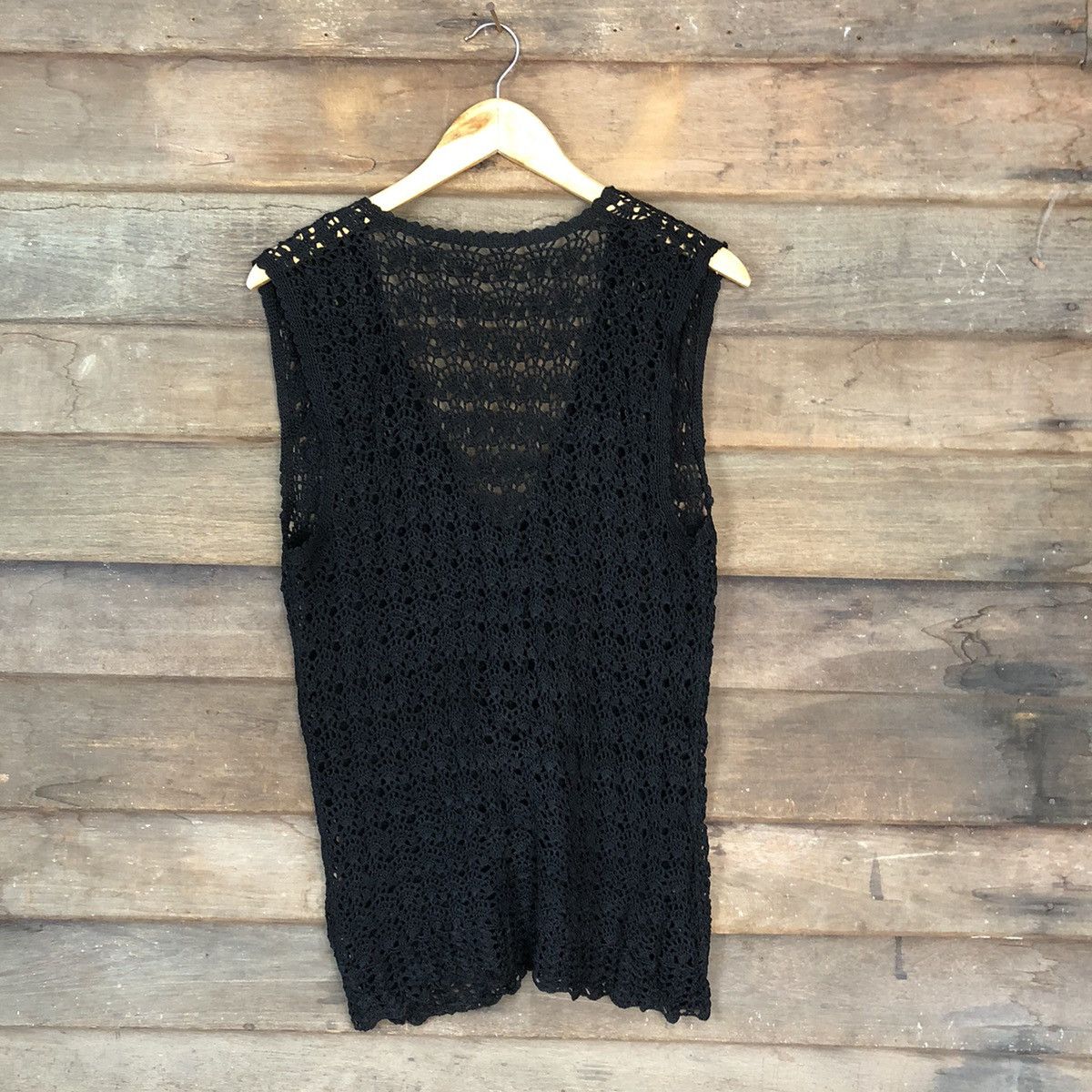 Vintage Japan Mesh Net Chochet Black Cardigan Knitwear #7126 Size S / US 4 / IT 40 - 9 Thumbnail