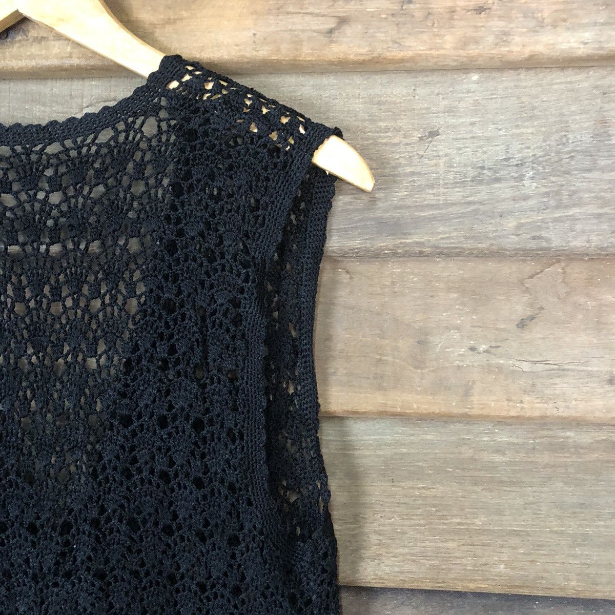 Vintage Japan Mesh Net Chochet Black Cardigan Knitwear #7126 Size S / US 4 / IT 40 - 11 Thumbnail