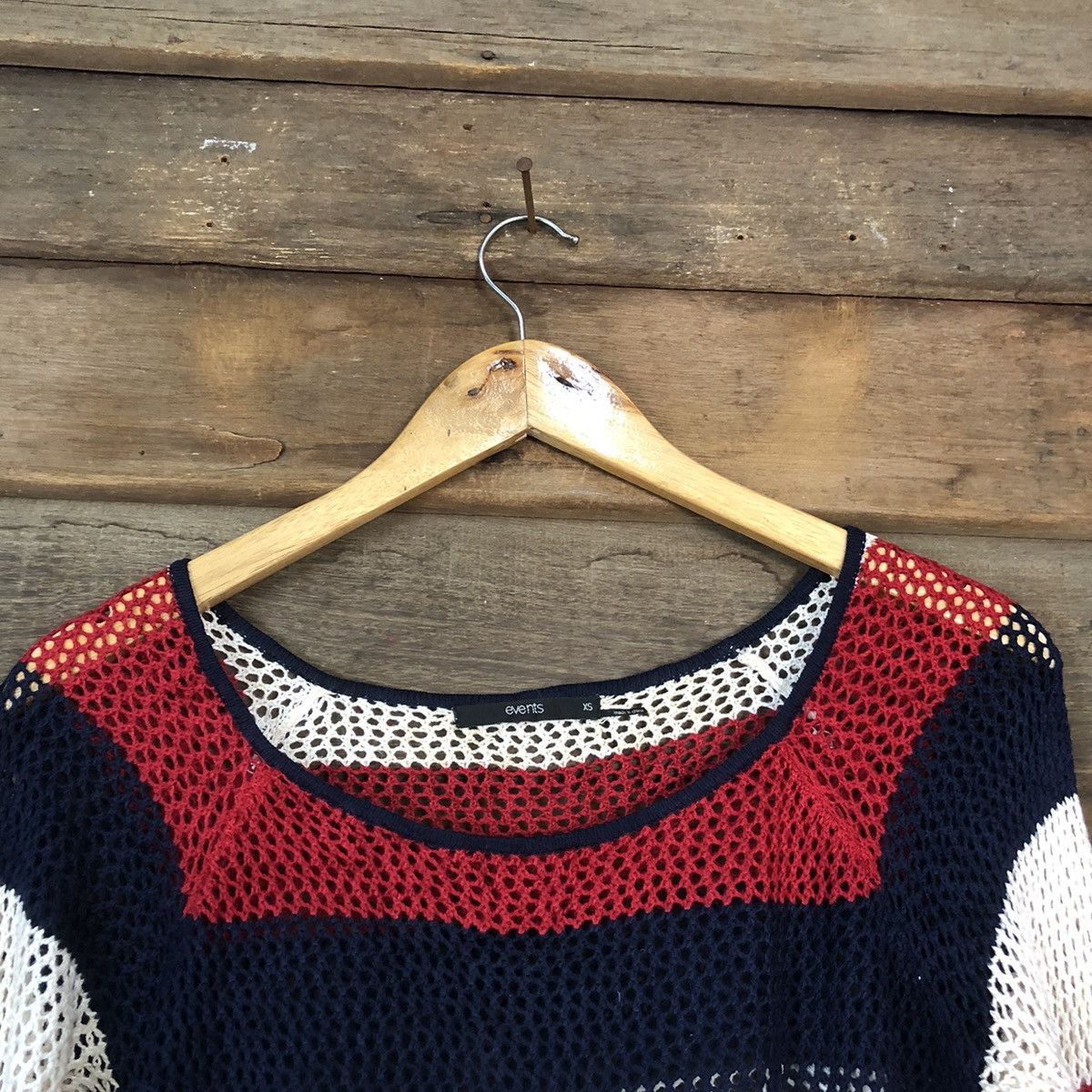 Homespun Knitwear Event Mesh Net Crochet Stripe Red Cardigan Knitwear #7128 Size XS / US 0-2 / IT 36-38 - 11 Thumbnail