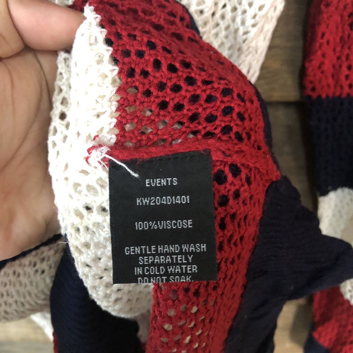 Homespun Knitwear Event Mesh Net Crochet Stripe Red Cardigan Knitwear #7128 Size XS / US 0-2 / IT 36-38 - 8 Thumbnail