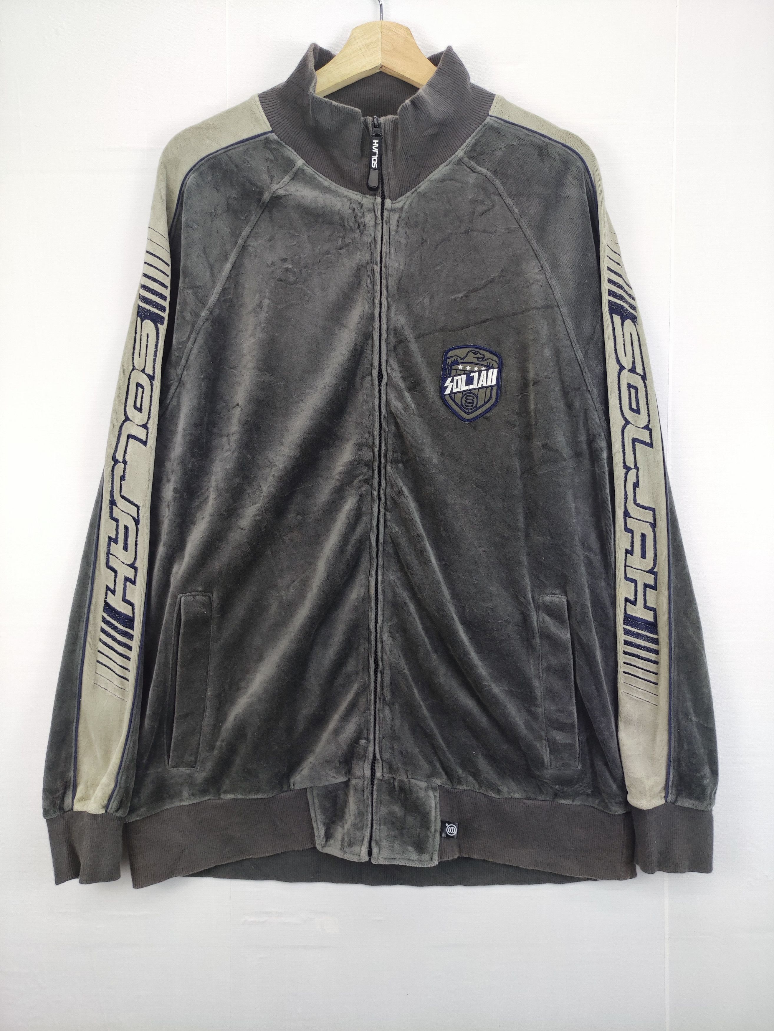 image of Vintage Soljah Sweater Zipper in Grey, Men's (Size Large)