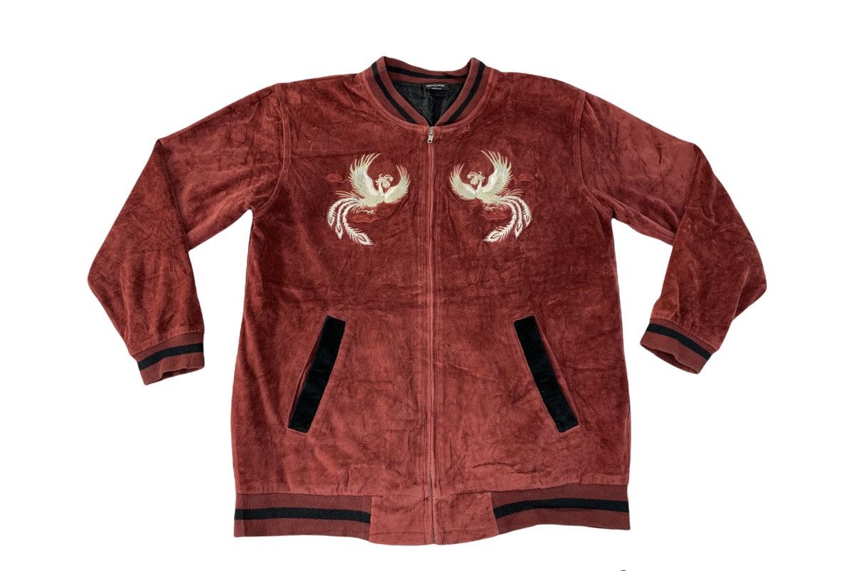 image of Bullet Noise Sukajan Souvenir Jacket Embroidery Phoenix in Red, Men's (Size Medium)
