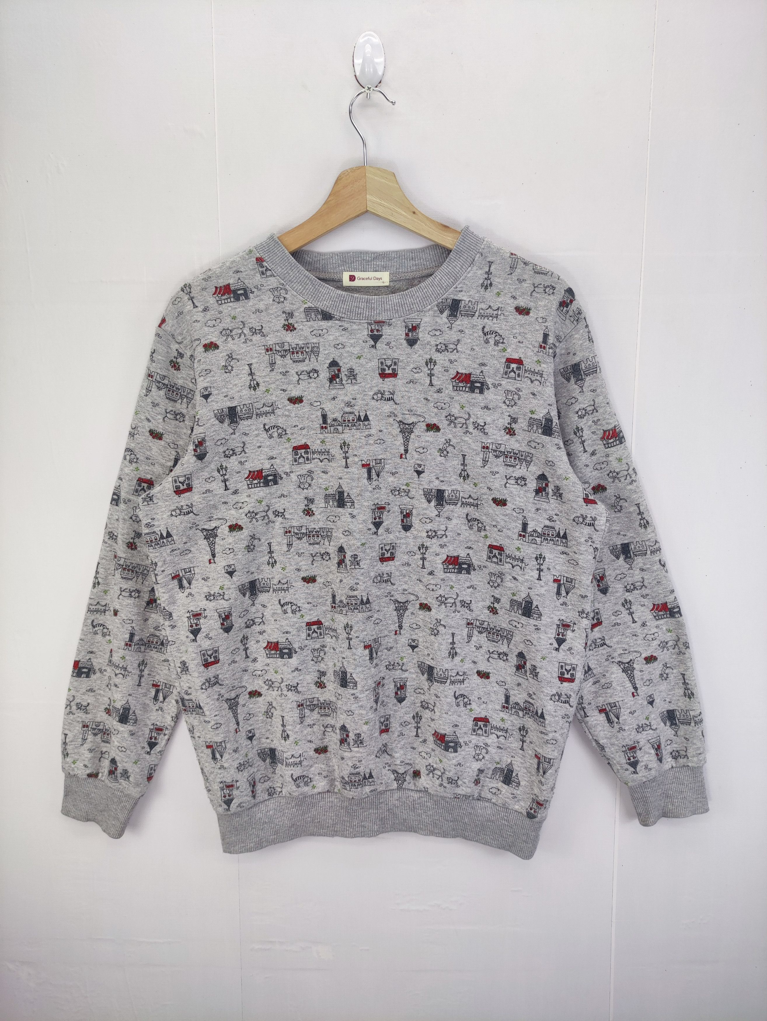 Japanese Brand Vintage Graceful Days Sweatshirt Full Print Jumper Size M / US 6-8 / IT 42-44 - 1 Thumbnail