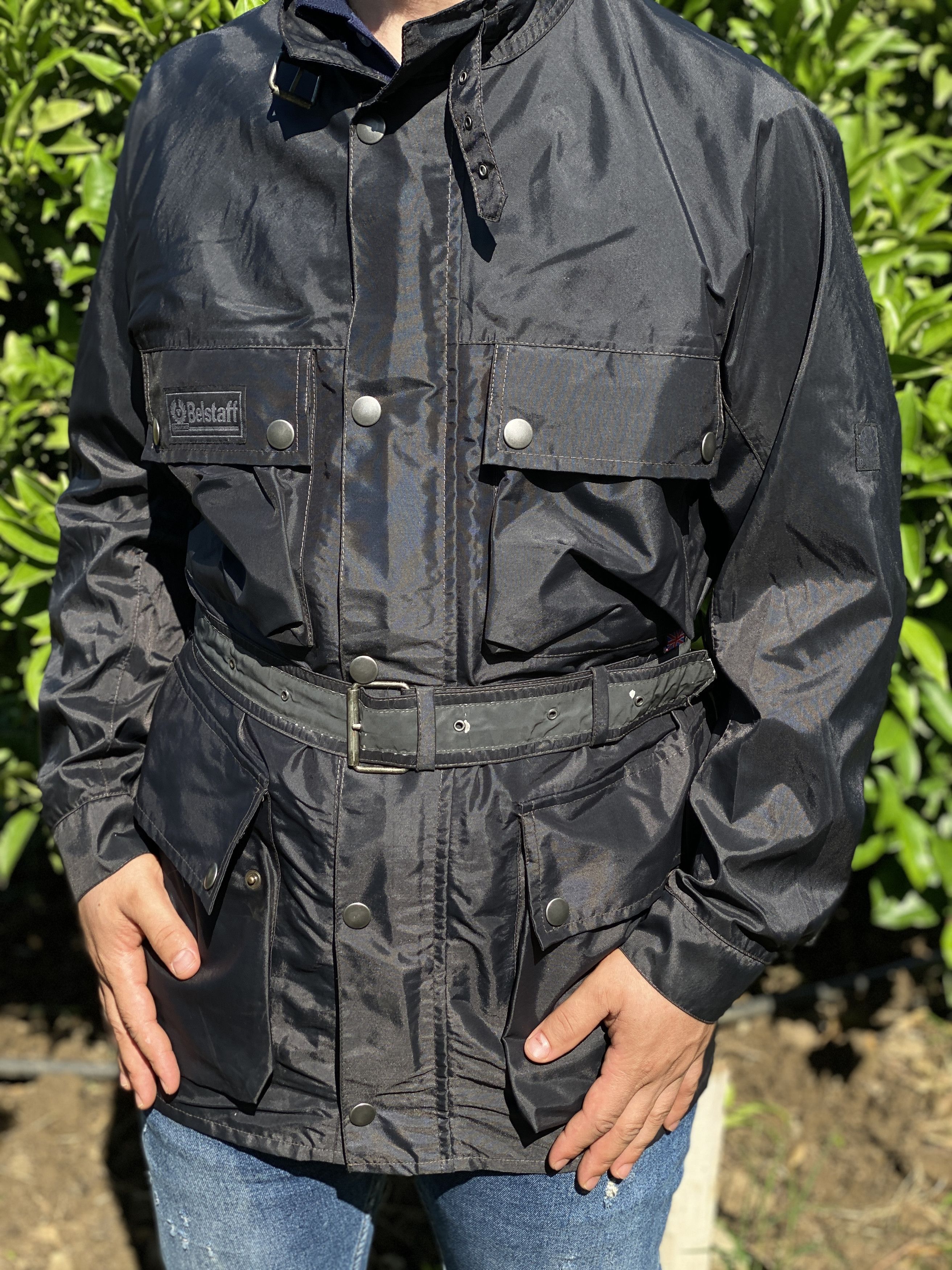 Belstaff XL 500 Motorcycle Jacket Biker Coat Size L Belted