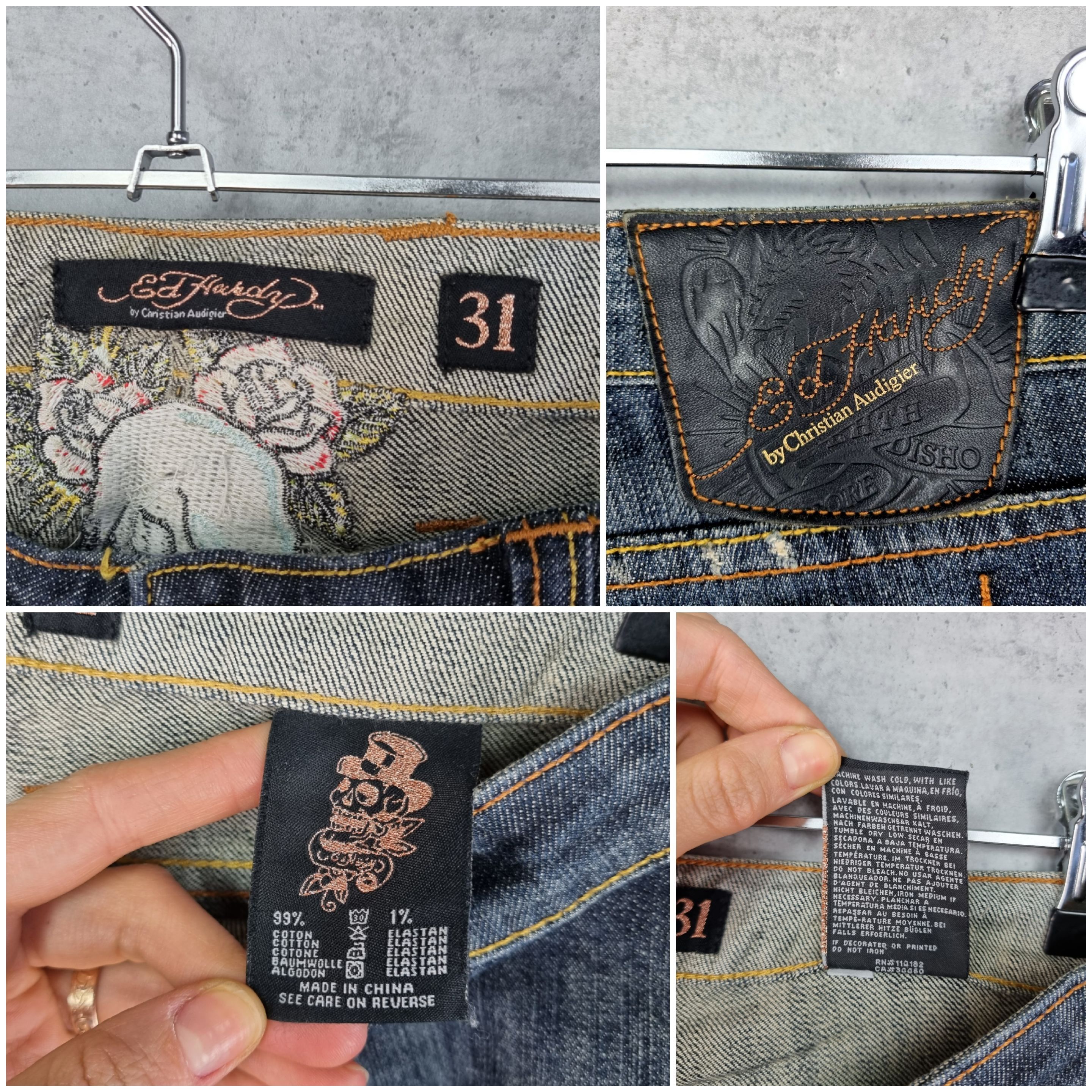 Christian Audigier × Ed Hardy Ed Hardy Embroidery Skull with Rose in his mouth Size 31" - 6 Thumbnail