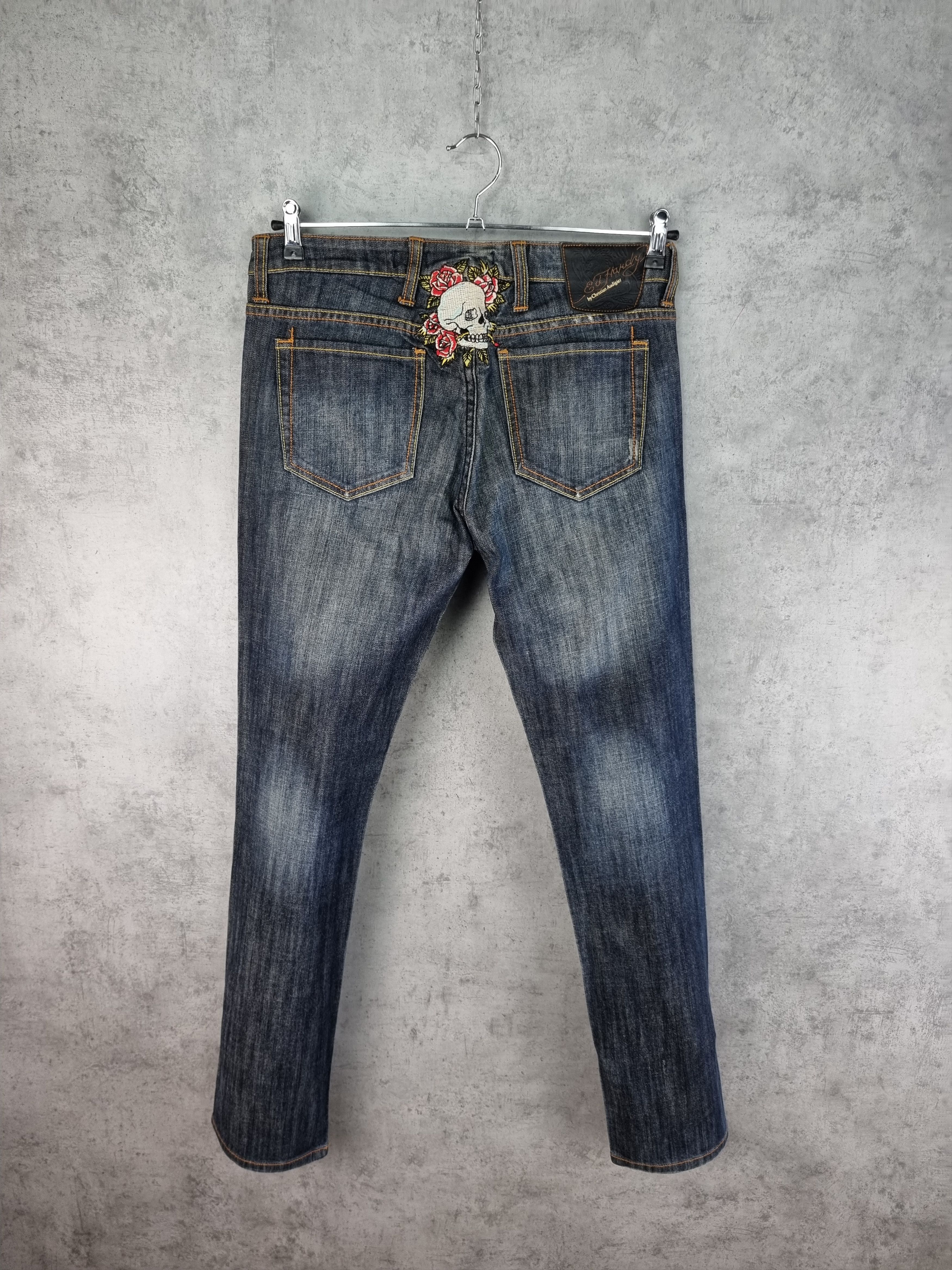 Christian Audigier × Ed Hardy Ed Hardy Embroidery Skull with Rose in his mouth Size 31" - 1 Thumbnail