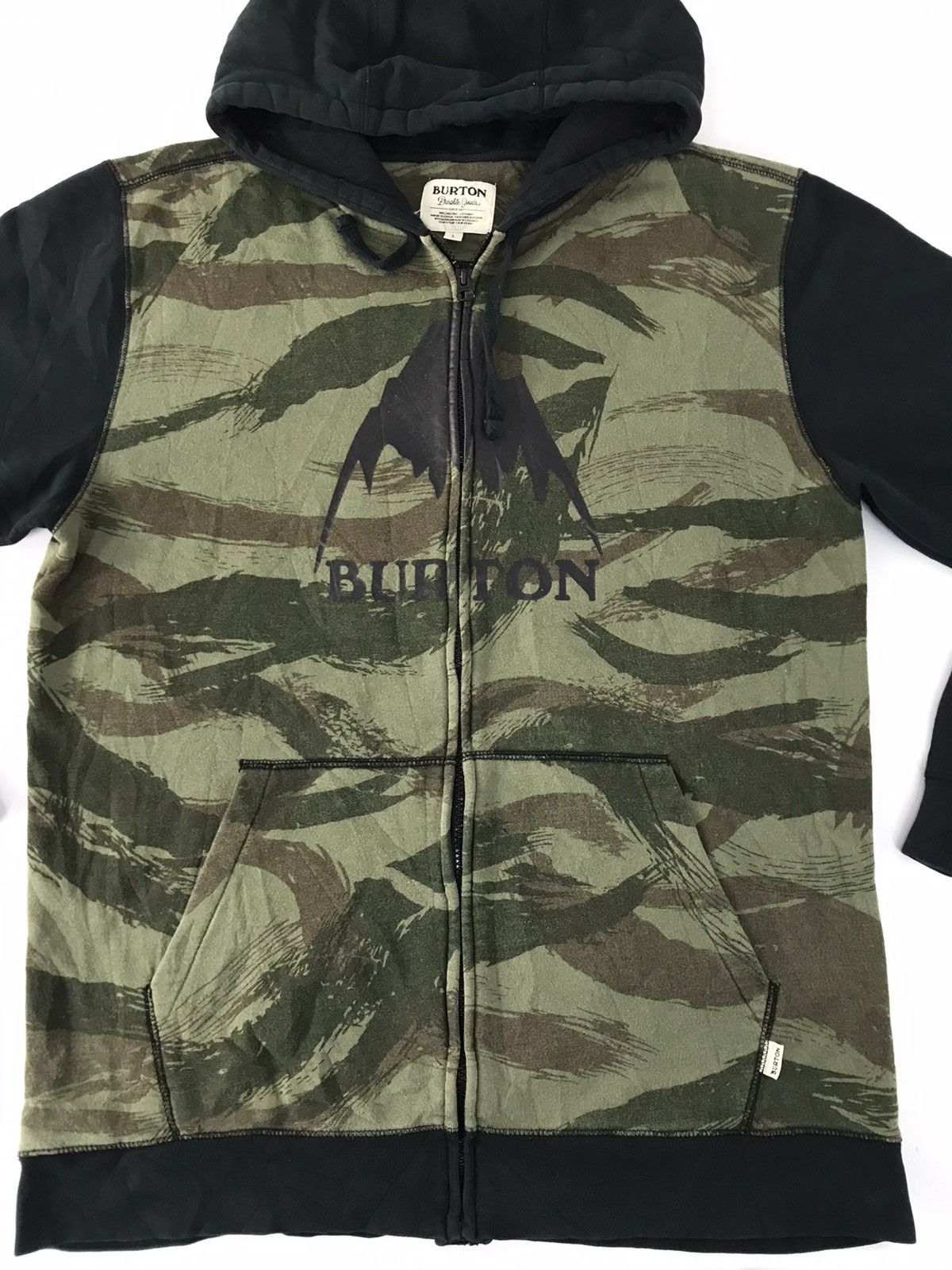 Burton Burton Green Camo Hoodies Full Zip Spell Out Big Logo Design Size US XL / EU 56 / 4 - 3 Thumbnail