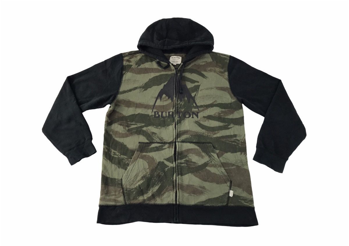 Burton Burton Green Camo Hoodies Full Zip Spell Out Big Logo Design Size US XL / EU 56 / 4 - 1 Thumbnail