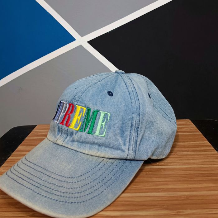 Supreme FW20 Supreme Multi Color Logo 6-Panel Light Denim Hat Cap