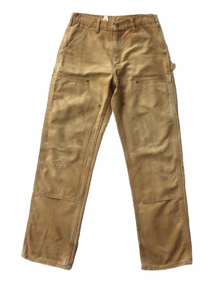 image of Thrashed Distressed Carhartt Double Knee Workers Pants in Light Brown, Men's (Size 30)