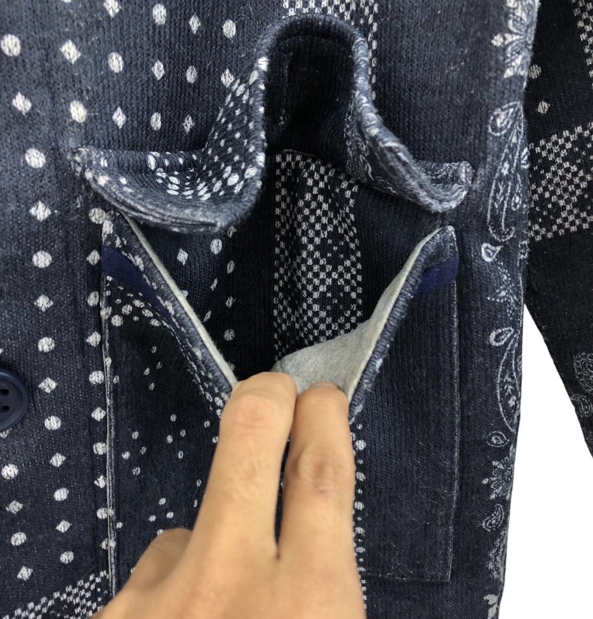 Beams Plus B:MING by BEAMS Navy Bandana Patchwork Chore Jacket Size US S / EU 44-46 / 1 - 6 Thumbnail