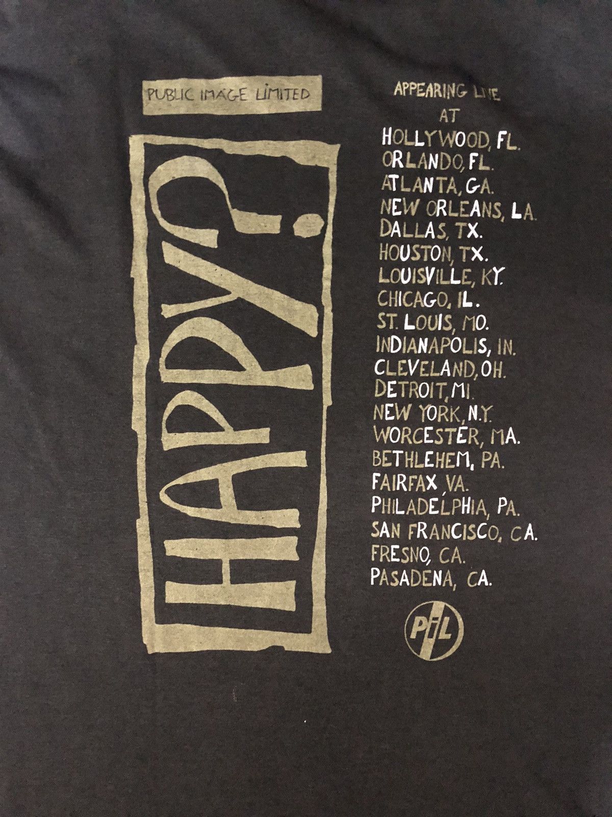 Band Tees × Vintage Vintage PIL 1987 Public Image Ltd Happy? Tour Shirt Size US XL / EU 56 / 4 - 5 Thumbnail