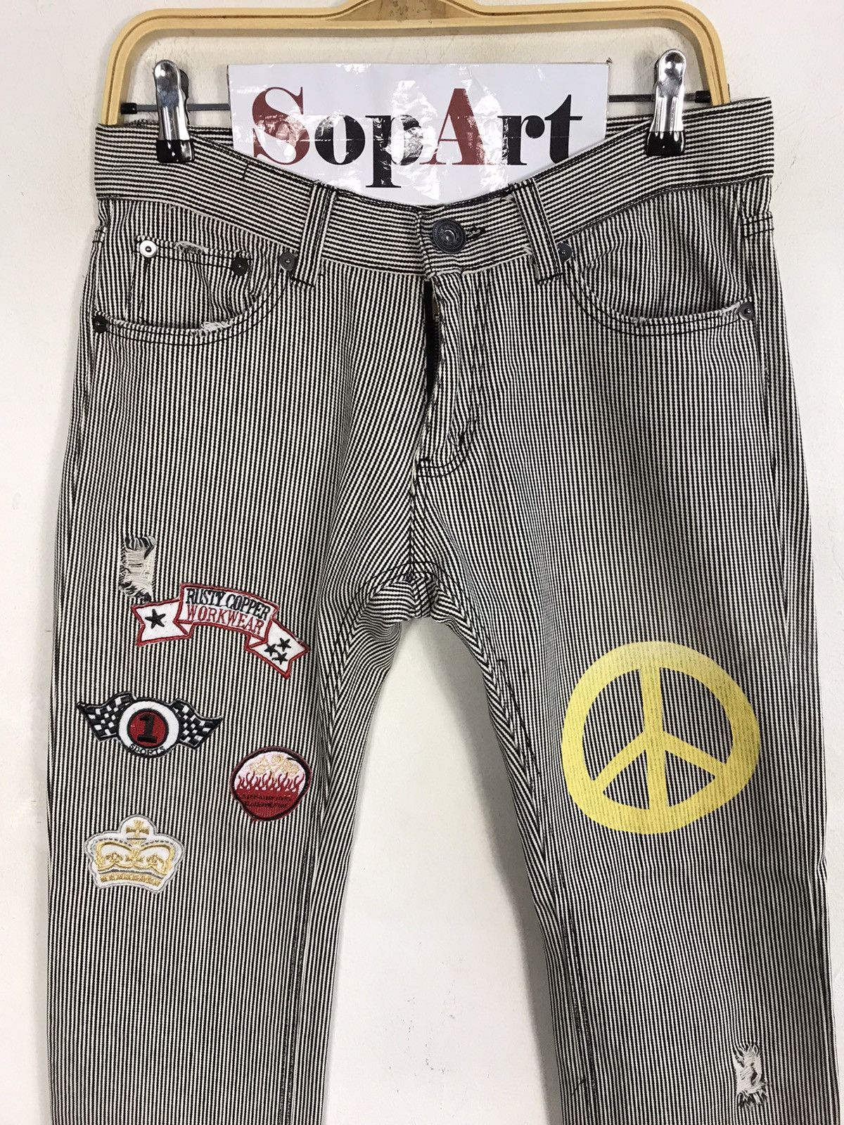Japanese Brand × Vintage Vintage Japanese Brand Distressed Design Patches Style Size US 31 - 3 Thumbnail