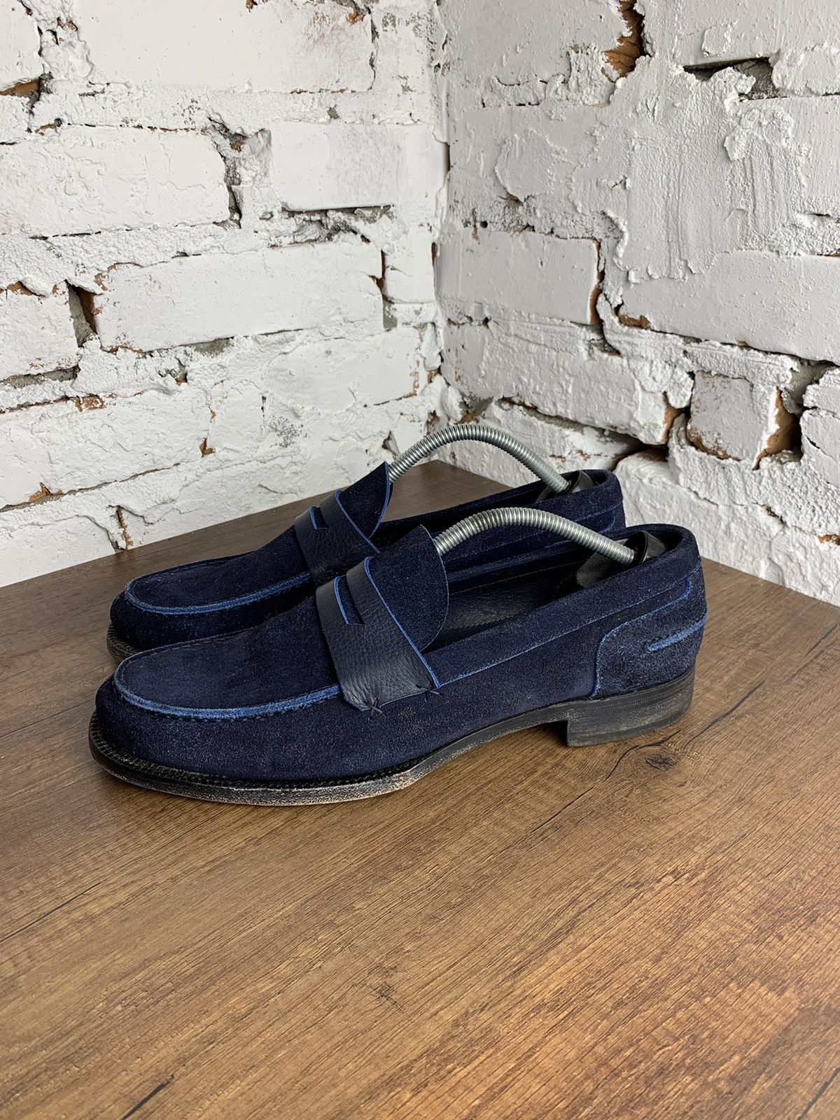 Ermenegildo Zegna Dark Blue Suede Loafers Ermenegildo Zegna Navy Blue Suede Loafers Size 8 US main image 2