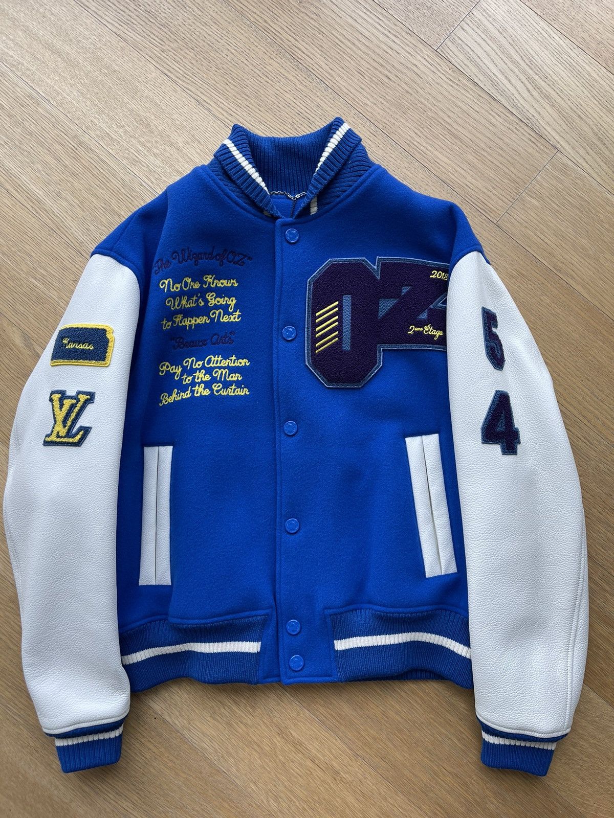 image of Louis Vuitton Wizard Of Oz Varsity Jacket in Blue, Men's (Size Small)