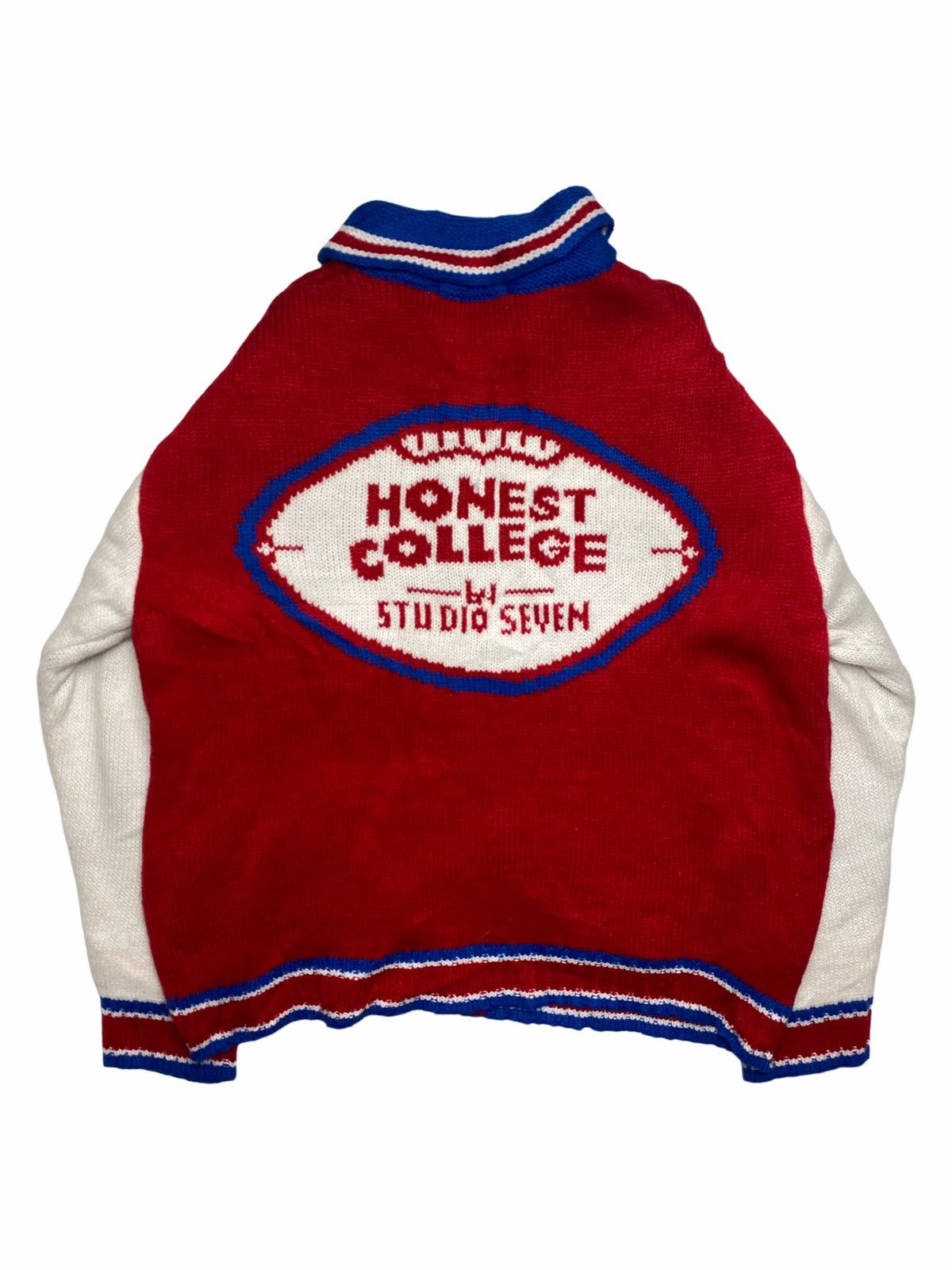 Japanese Brand 2000s Studio Seven - Honest College Chunky Knitted Jacket Size US XL / EU 56 / 4 - 2 Thumbnail