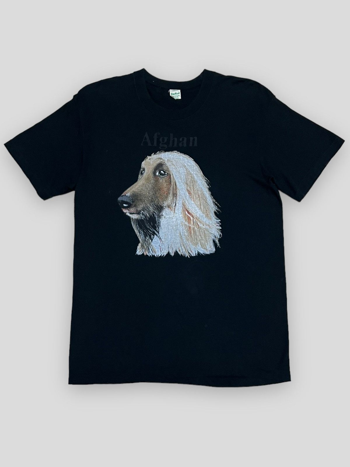 image of Animal Tee x Vintage Send Offer Vintage 90's Single Stitch Afghan Dog Tshirt in Black (Size Small)