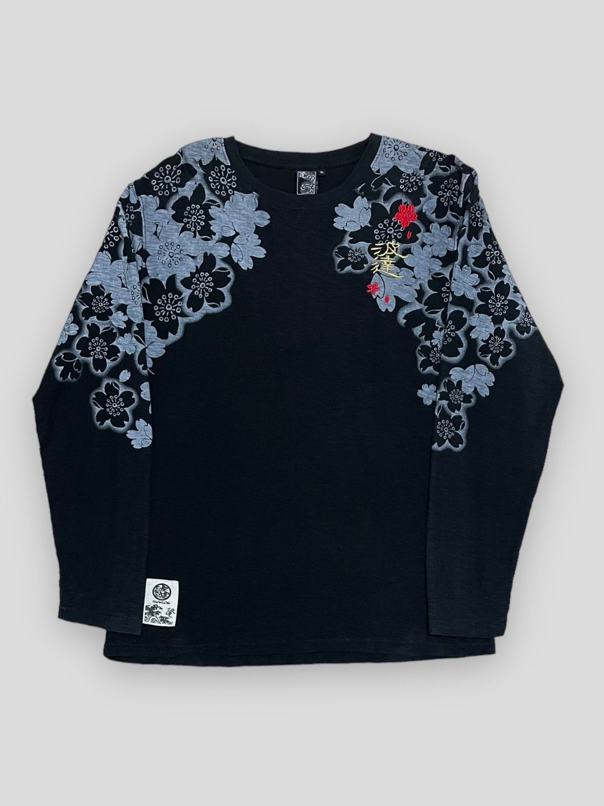 image of Vintage Send Offerjapan No Wave No Life Karakuri Yakuza Longsleeve in Black, Men's (Size Medium)