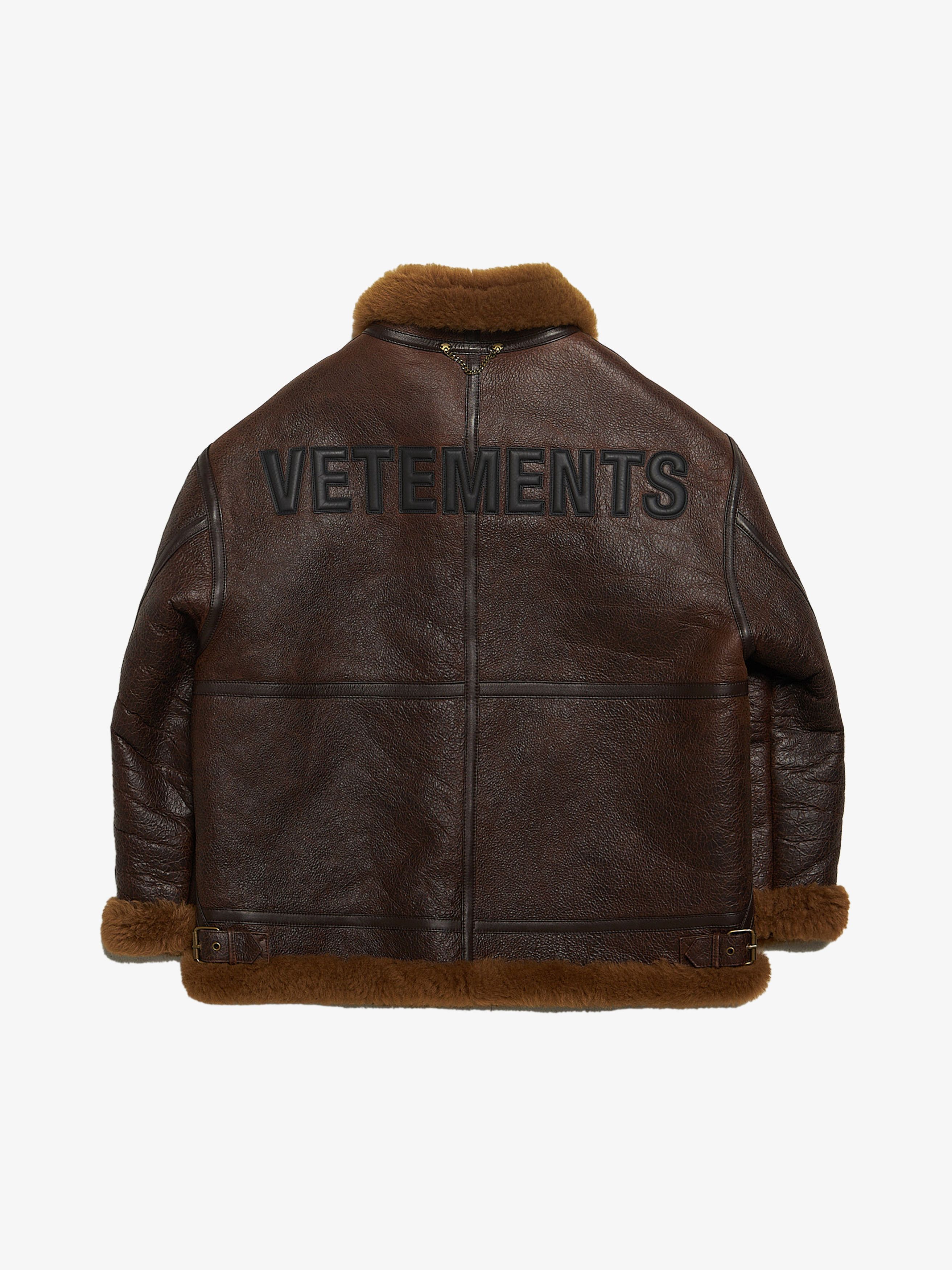 Vetements Brown Back Logo Embossed Shearling Lambskin Jacket Size US S / EU 44-46 / 1 - 2 Thumbnail