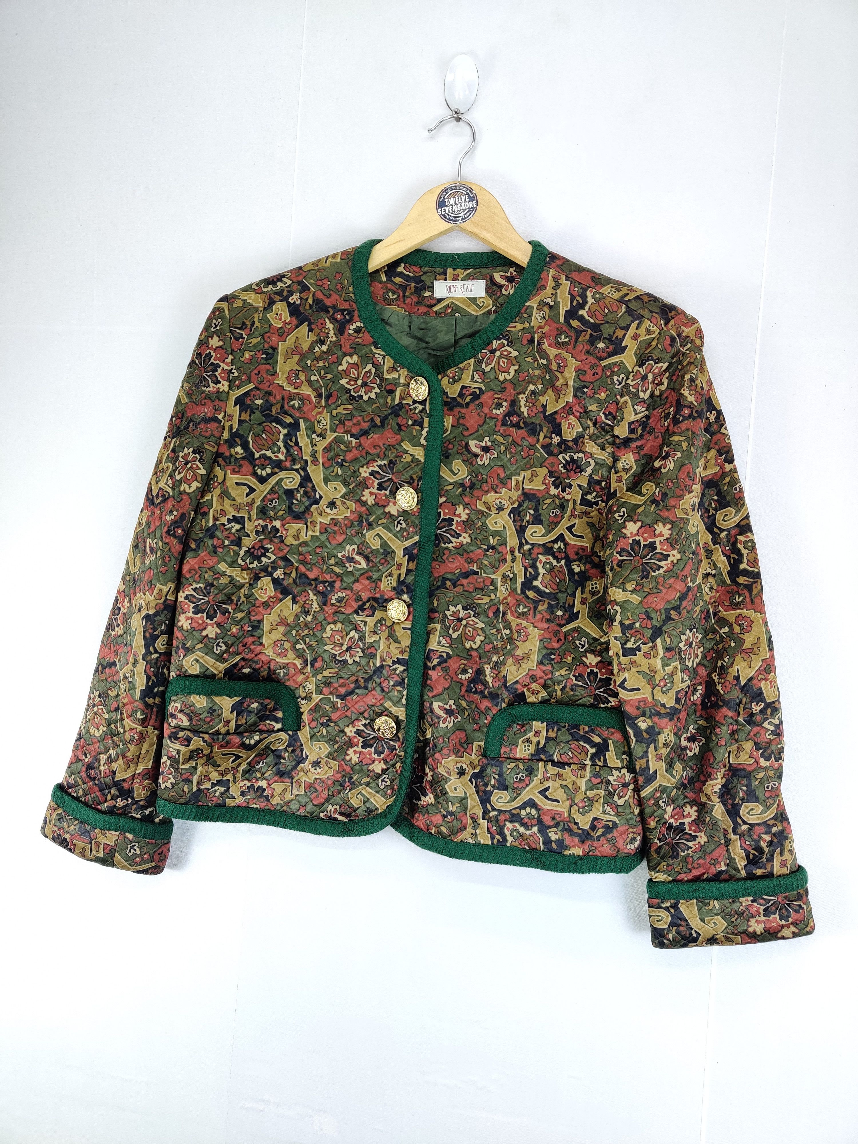 Japanese Brand Riche Revue Floral Art Collarless Button Coat Jacket Size US M / EU 48-50 / 2 - 2 Thumbnail