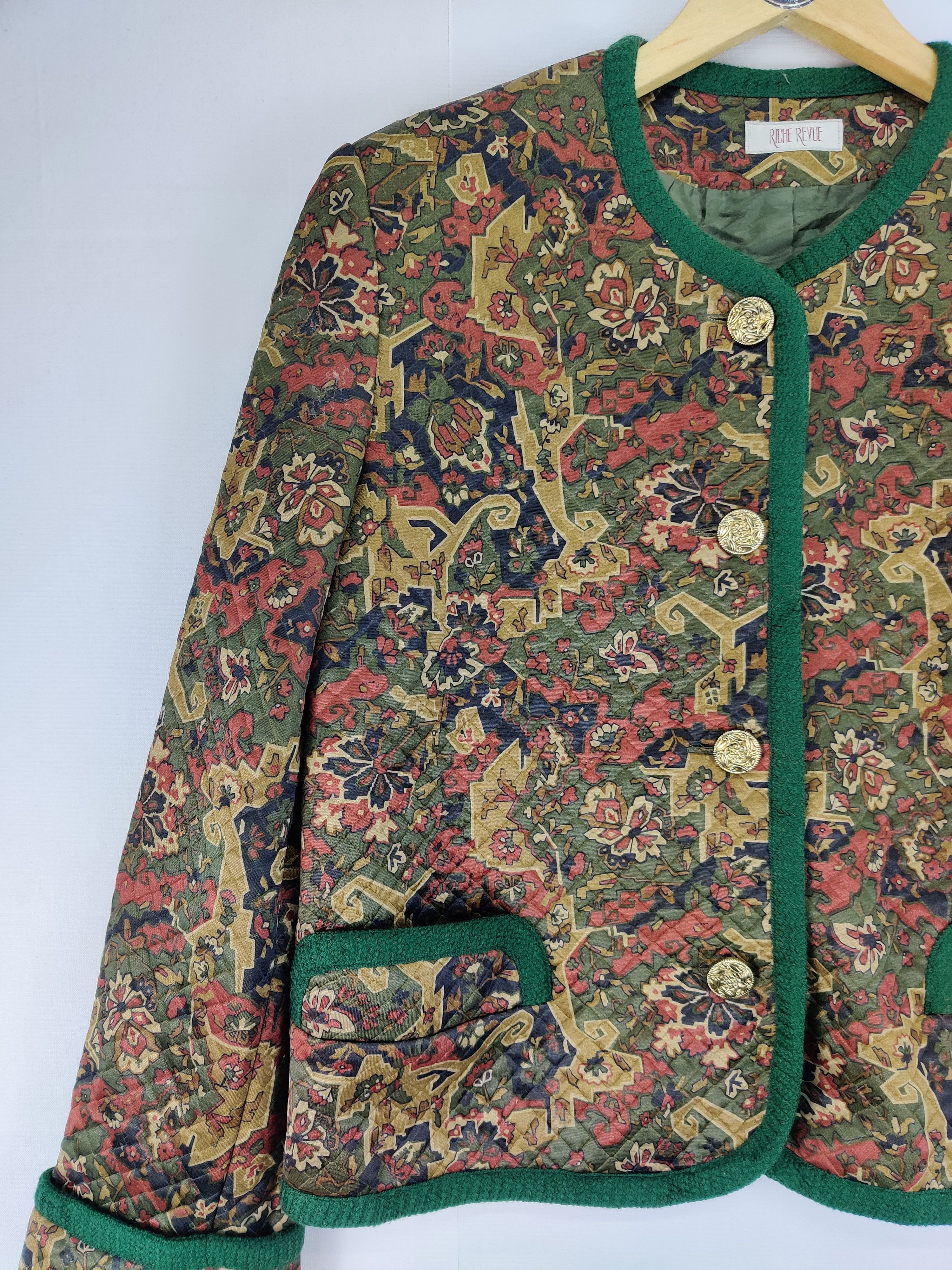 Japanese Brand Riche Revue Floral Art Collarless Button Coat Jacket Size US M / EU 48-50 / 2 - 5 Thumbnail