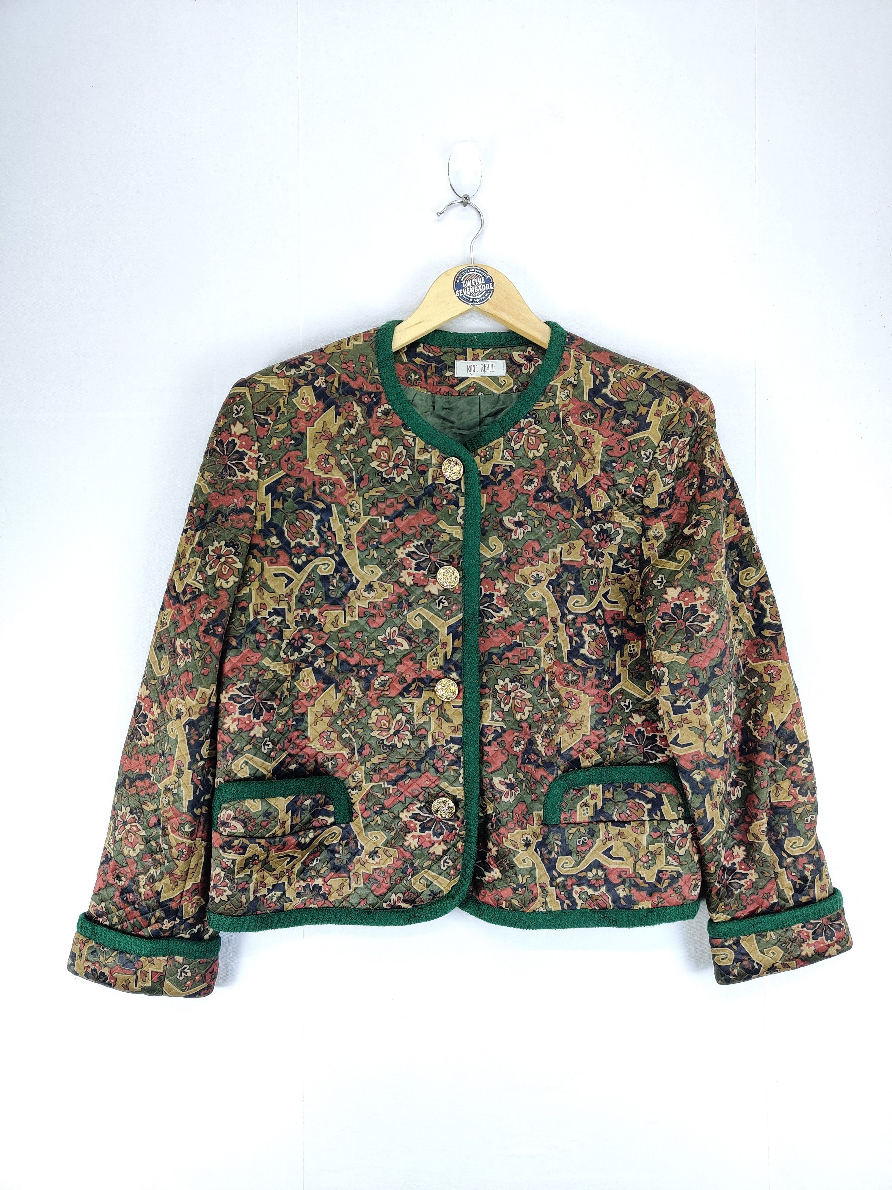 Japanese Brand Riche Revue Floral Art Collarless Button Coat Jacket Size US M / EU 48-50 / 2 - 1 Thumbnail