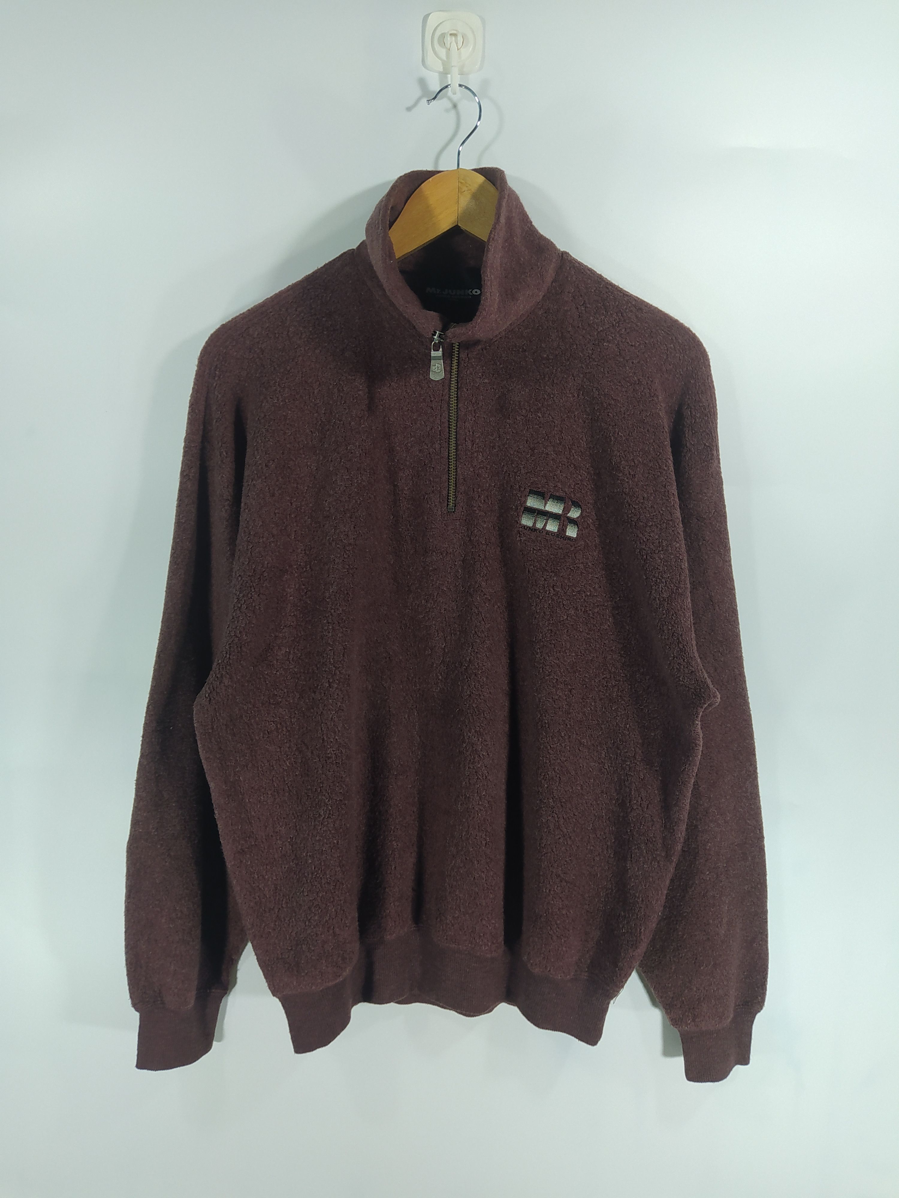 image of Mr Junko x Vintage Mr.junko Junko Koshino For Men Fleece Half Zipped in Maroon (Size Medium)